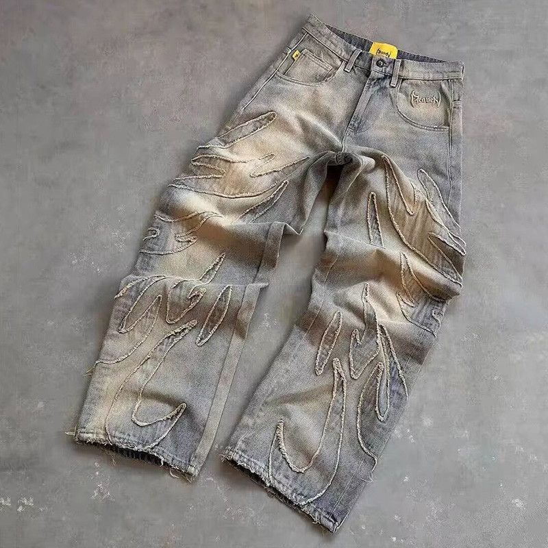 Japanese Brand × Jean Embroidery Wide Leg Denim Jeans Size US 34 / EU 50 - 4 Thumbnail