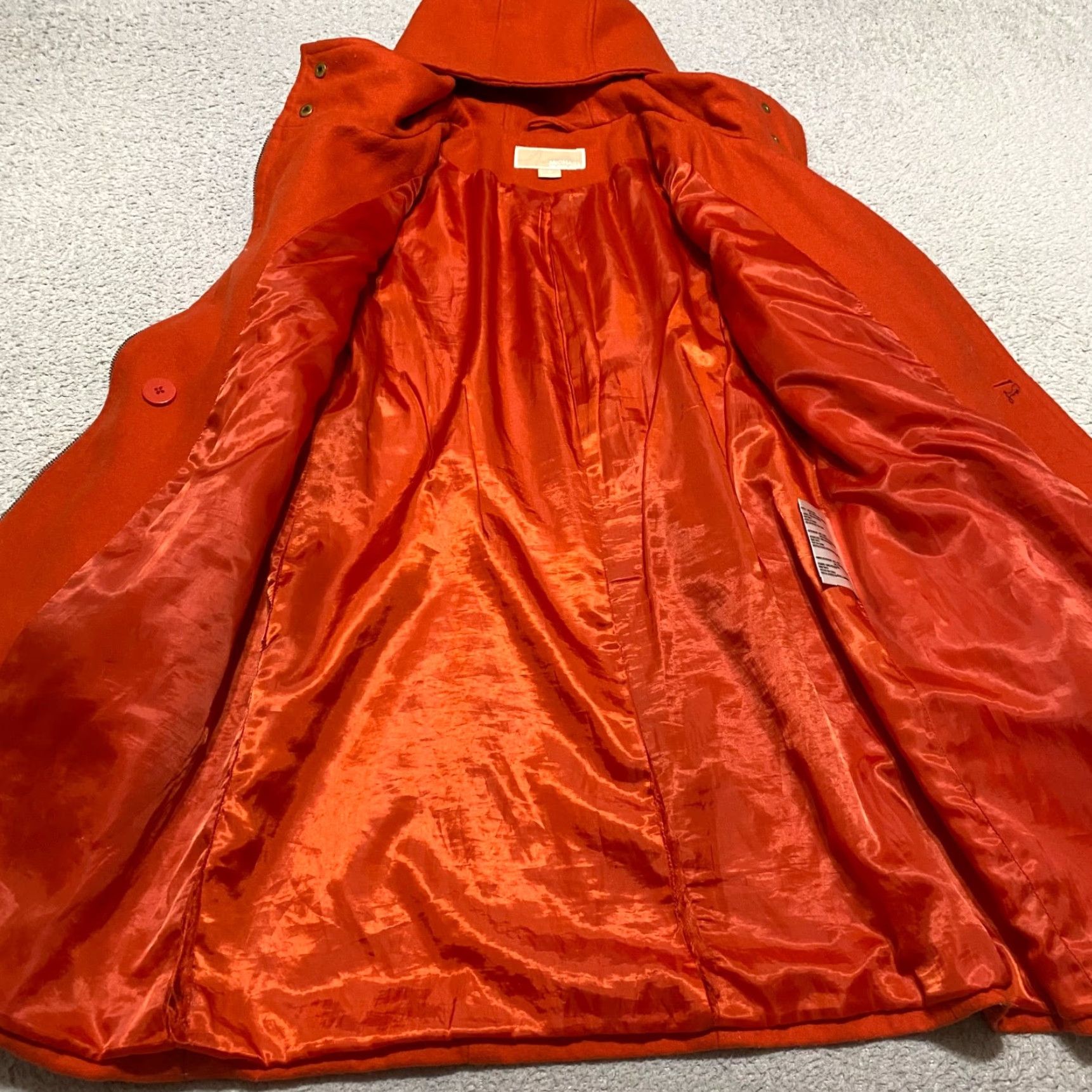 Michael Kors Michael Kors Womens Parka Coat Jacket Orange Wool Blend Full Zip Hooded Size L / US 10 / IT 46 - 6 Thumbnail