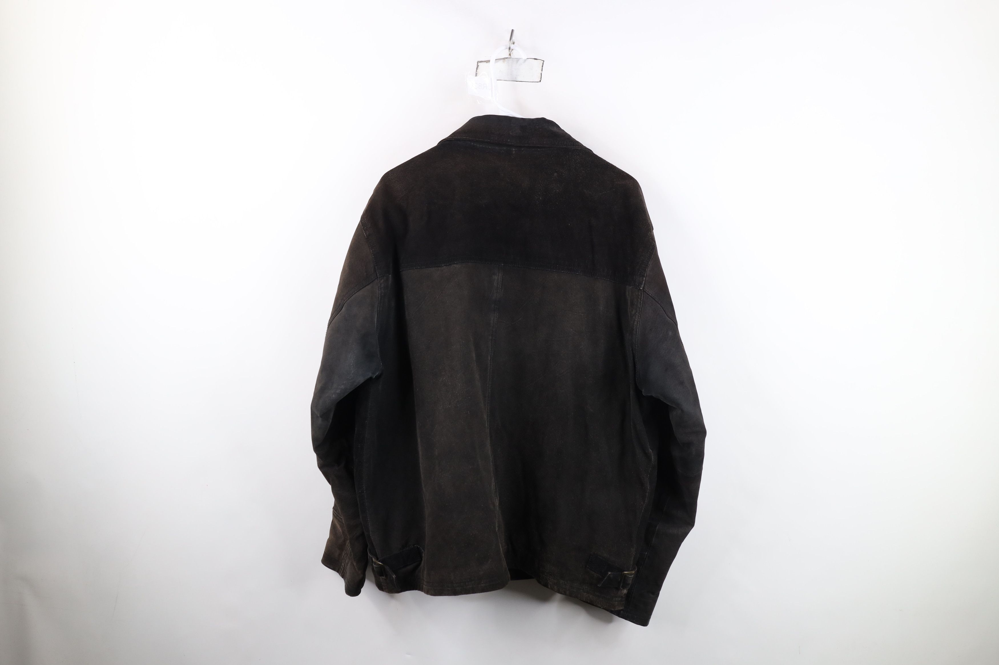 Vintage Vintage 90s Streetwear Buckle Back Suede Leather Jacket Size US M / EU 48-50 / 2 - 12 Thumbnail