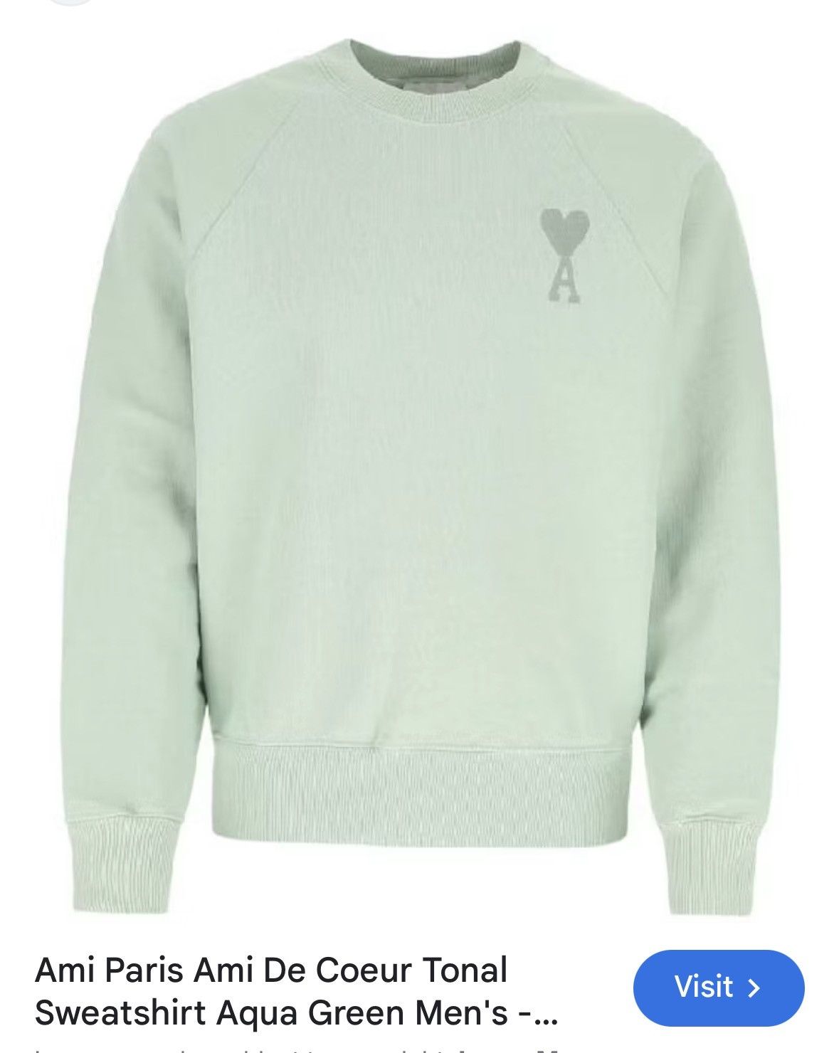 AMI Mens AMI Paris Sweater Aqua Green Size XL Size US XL / EU 56 / 4 - 8 Thumbnail
