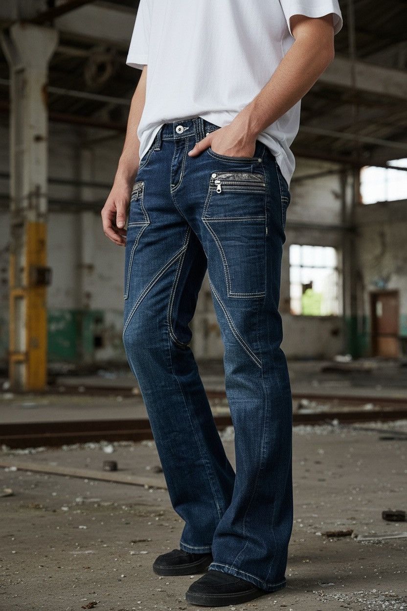 If Six Was Nine FLARED🔥Michel Klien Paris Utility Design Y2K Jeans/ifsixwa9 Size US 29 - 13 Thumbnail