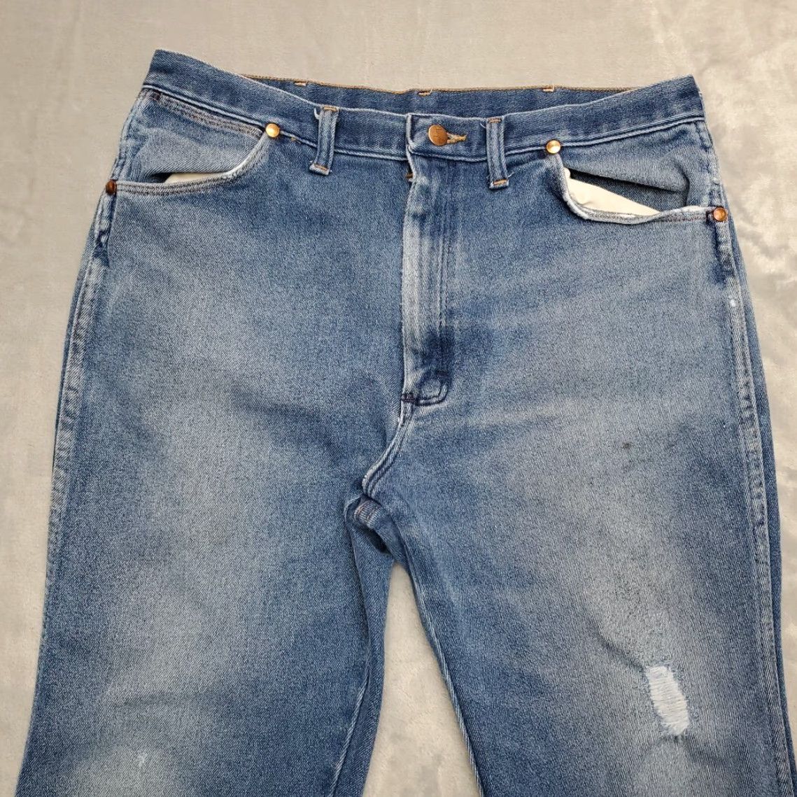 Wrangler Wrangler Jeans Mens 38x30 Blue Denim Cowboy 937STR Straight 5-Pocket Western Vintage Mens Size US 38 / EU 54 - 3 Thumbnail