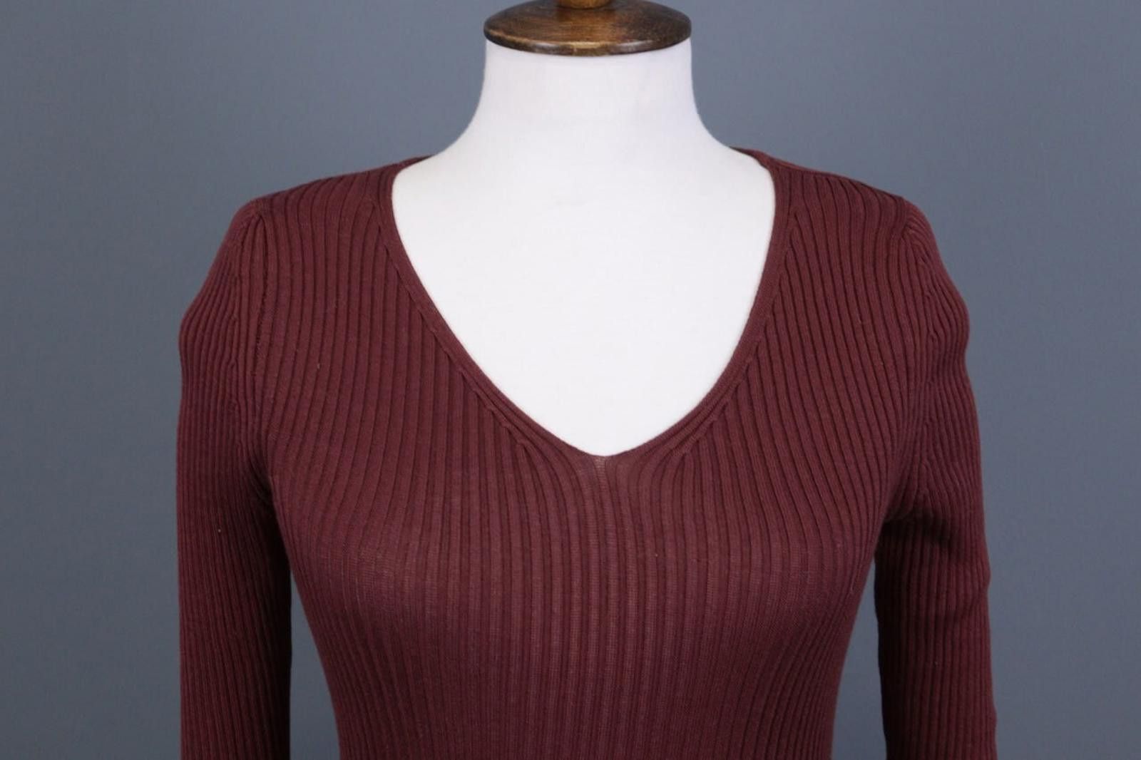 Designer Peruvian Connection Burgundy Ribbed Top Shirt Size S Size S / US 4 / IT 40 - 4 Thumbnail