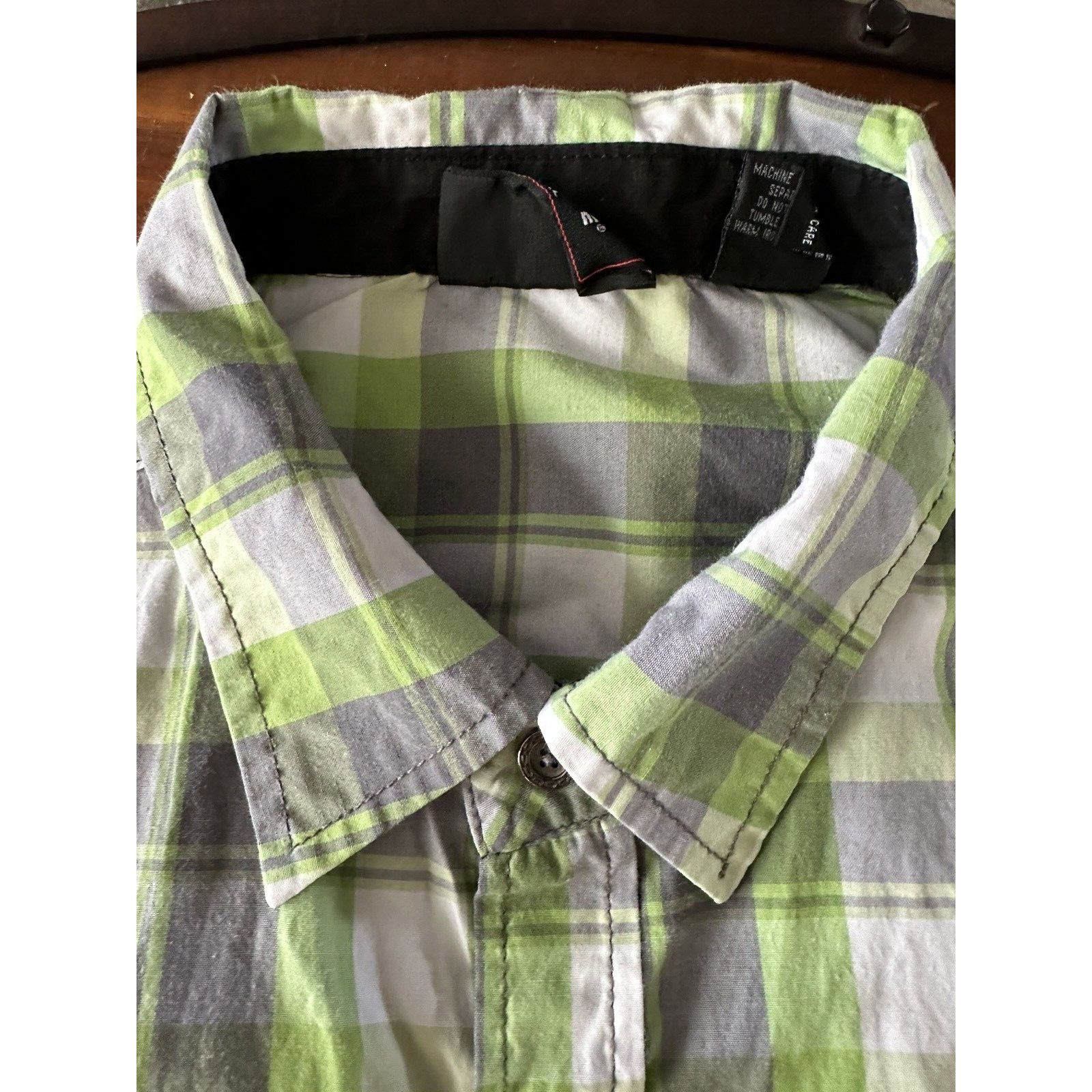 Other Red Ape Mens Shirt 2XL Plaid Green/Gray/White w/Black Trim Size US XXL / EU 58 / 5 - 7 Thumbnail