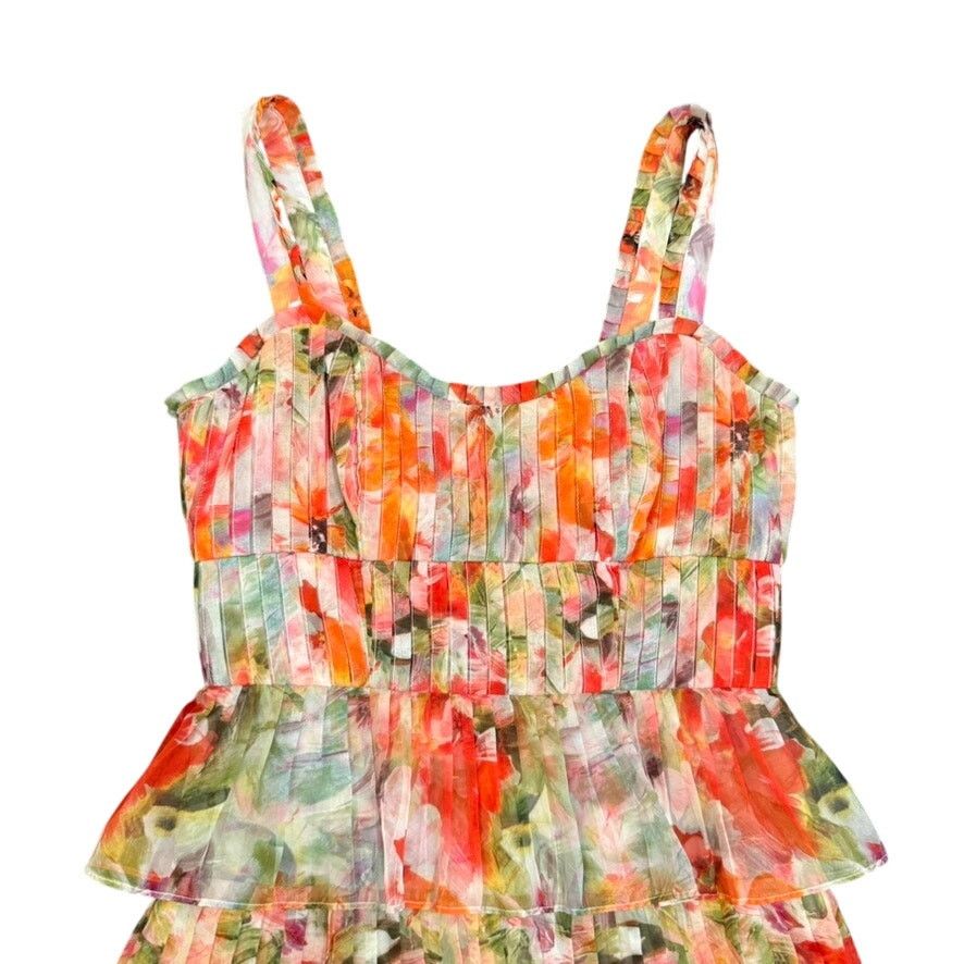 Marchesa Marchesa Notte Floral Midi Dress in Orange, Size US 2 Size XS / US 0-2 / IT 36-38 - 5 Thumbnail