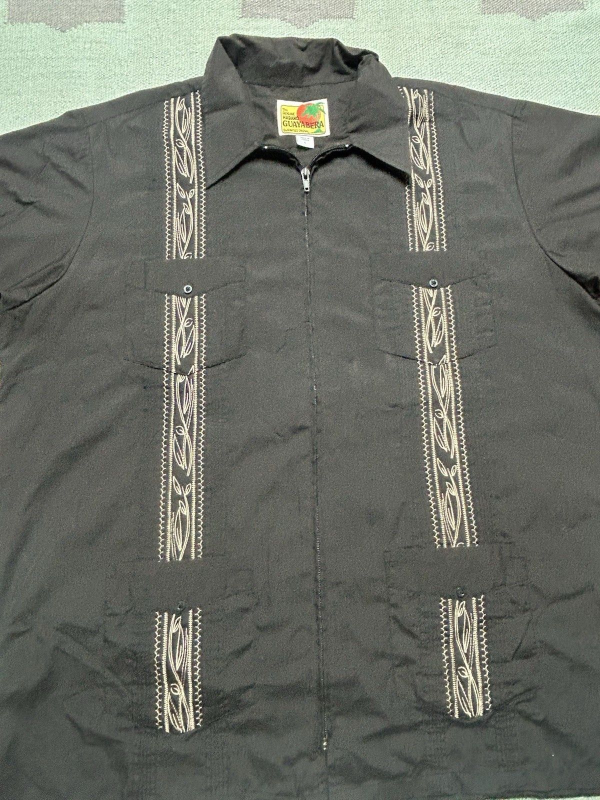 Haband Haband guayabera shirt embroidered Cuba zip up men’s large Size US L / EU 52-54 / 3 - 2 Thumbnail