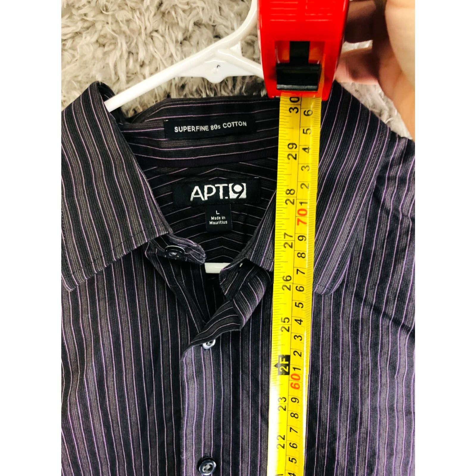 Apt. 9 Apt.9 Mens Large Superfine Cotton Black Striped Long Sleeve Spread Collar Shirt Size US L / EU 52-54 / 3 - 5 Thumbnail