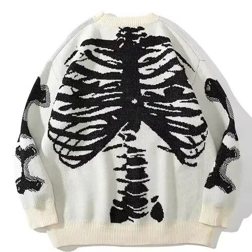 Japanese Brand Oversized Skeleton Bone Printed Knitted Sweaters Size US L / EU 52-54 / 3 - 2 Thumbnail