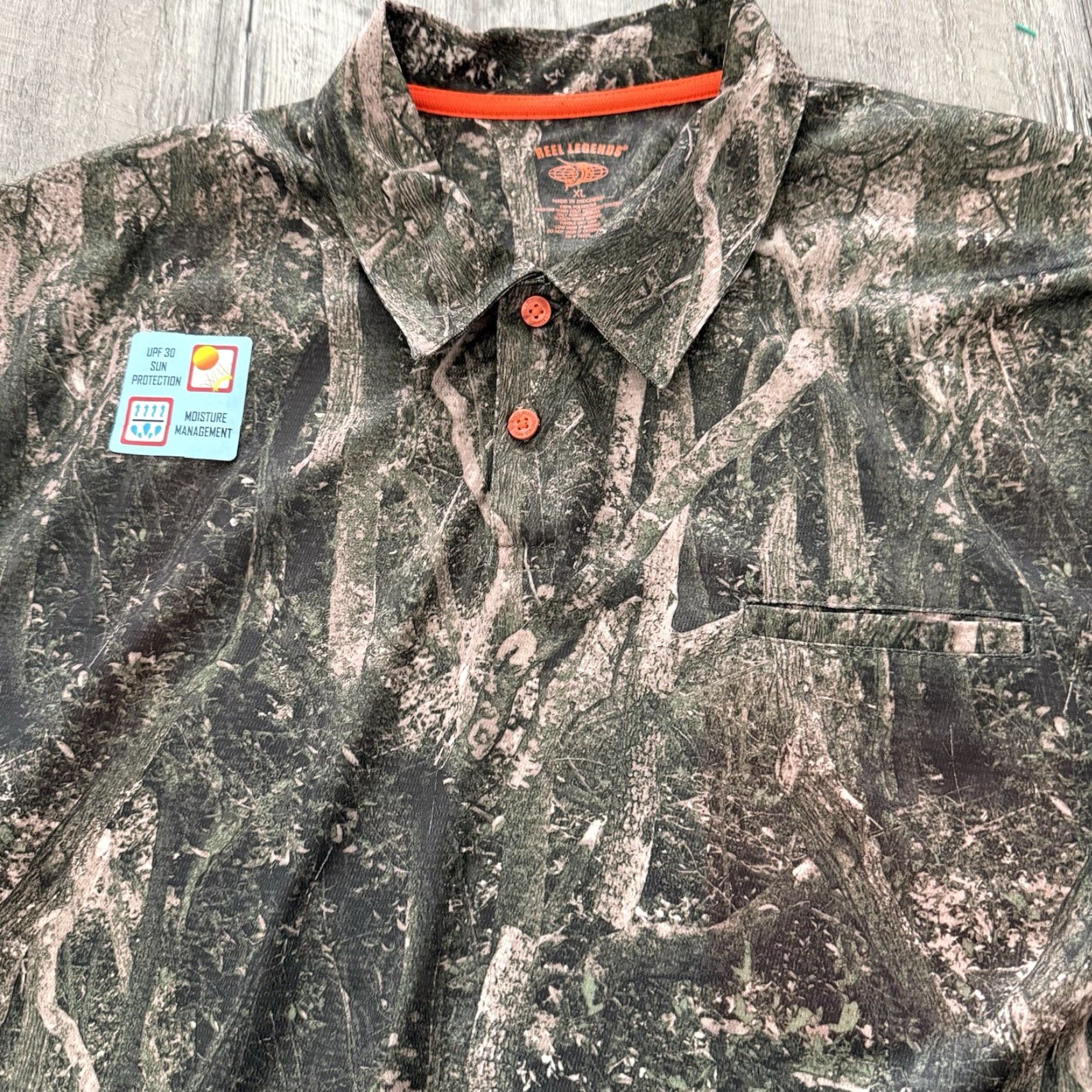 Vintage Reel Legends Freeline Polo Men XL Woodland Performance UPF 30 Wicking Vented NEW Size US XL / EU 56 / 4 - 8 Thumbnail