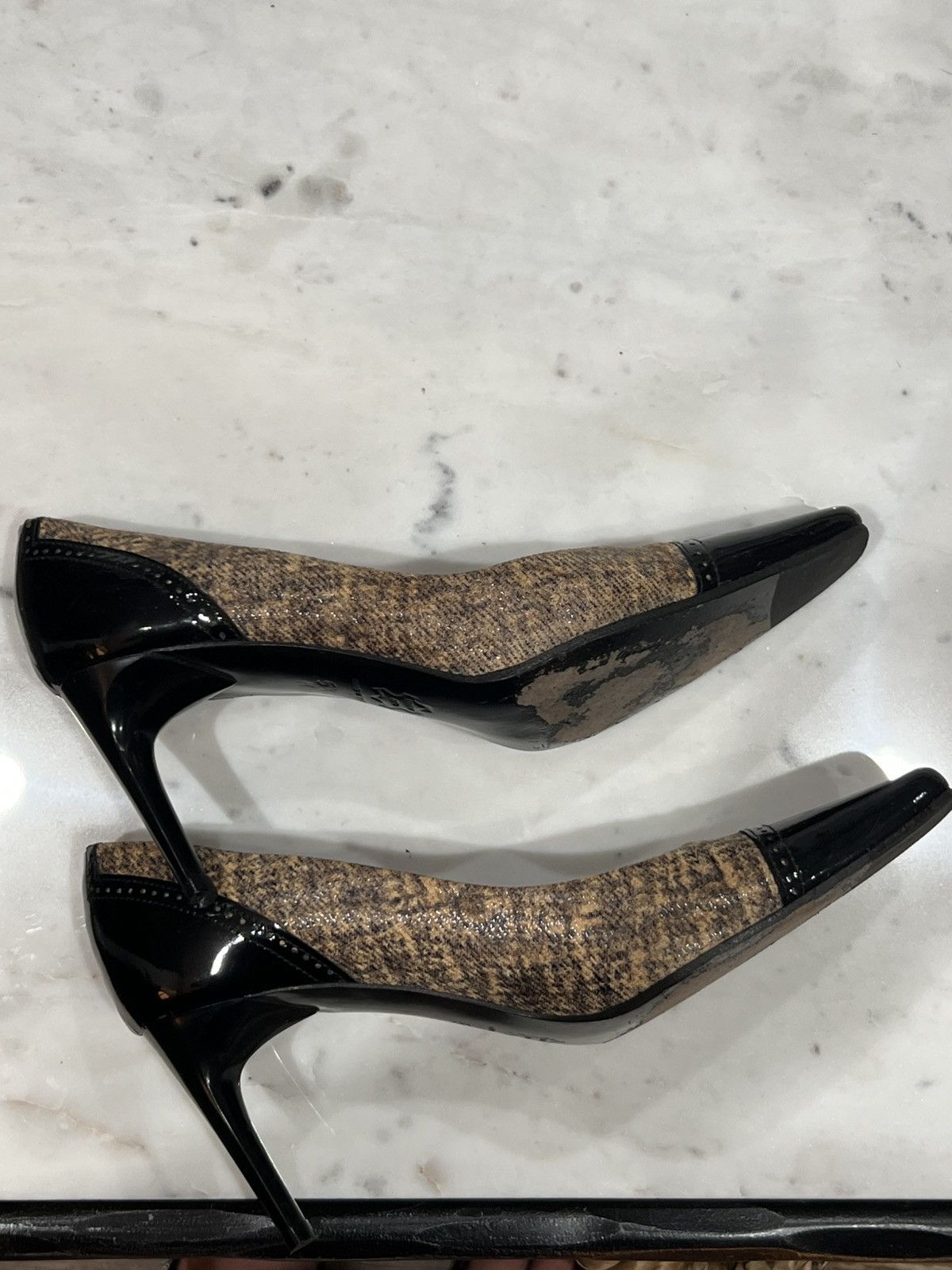 Other Sesto Meucci Mory Boroque Black and Brown Heels Size US 5.5 / IT 35.5 - 5 Thumbnail