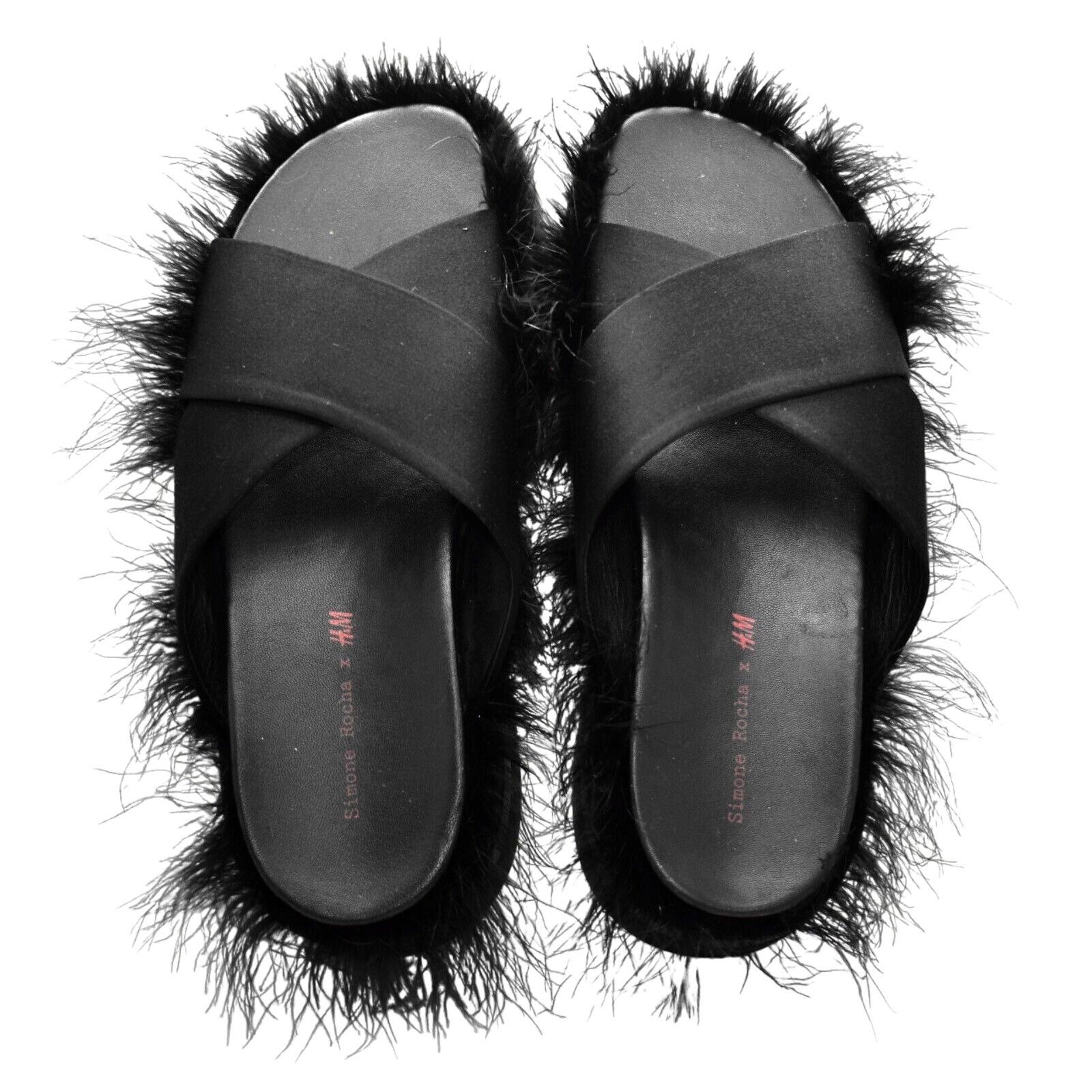 Simone Rocha SIMONE ROCHA X H&M Feathered Criss Cross Satin Sandals Sz 40 Size US 8.5 / IT 38.5 - 3 Thumbnail