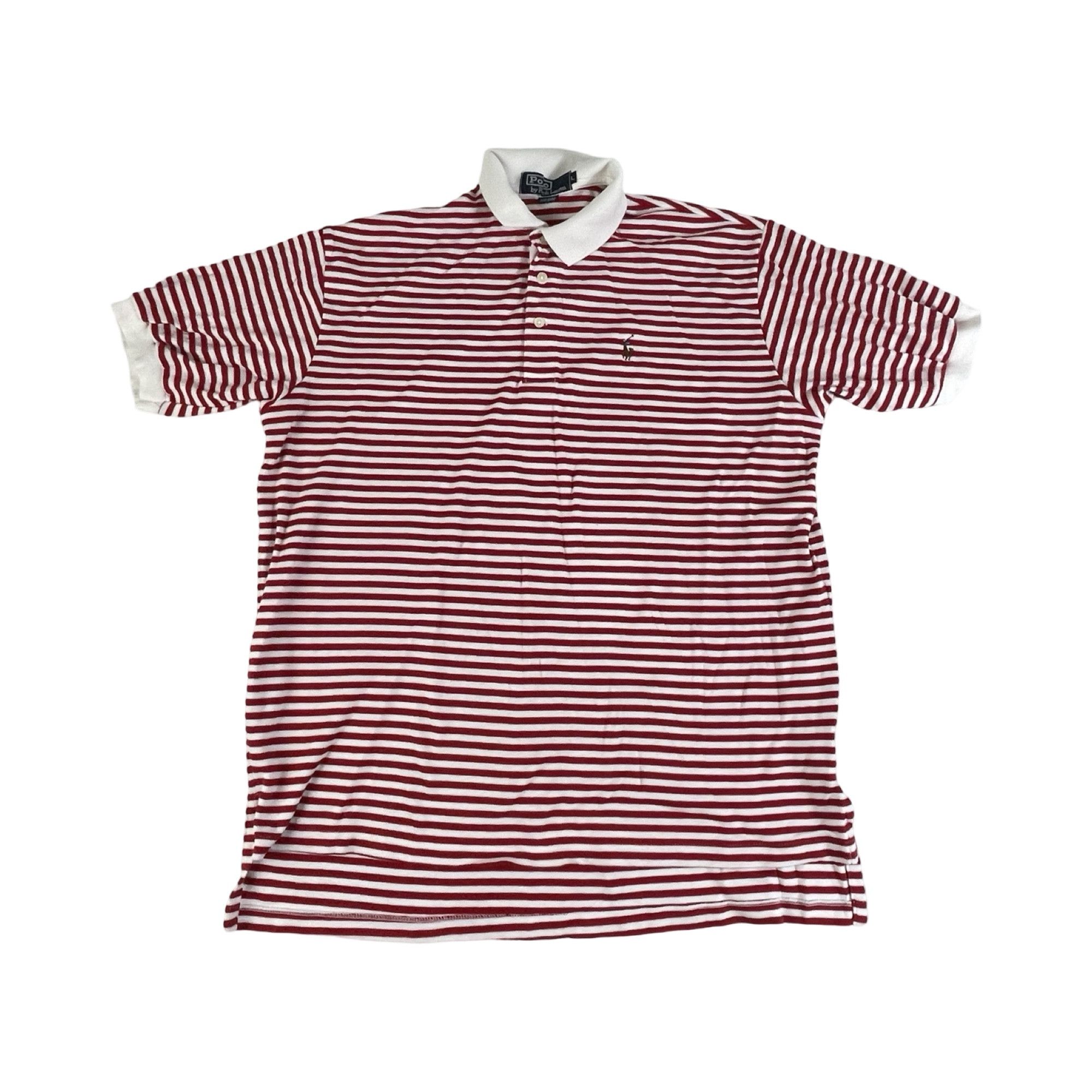 Polo Ralph Lauren Vintage Polo Ralph Lauren Red Striped Polo Mens Large Size US L / EU 52-54 / 3 - 1 Thumbnail