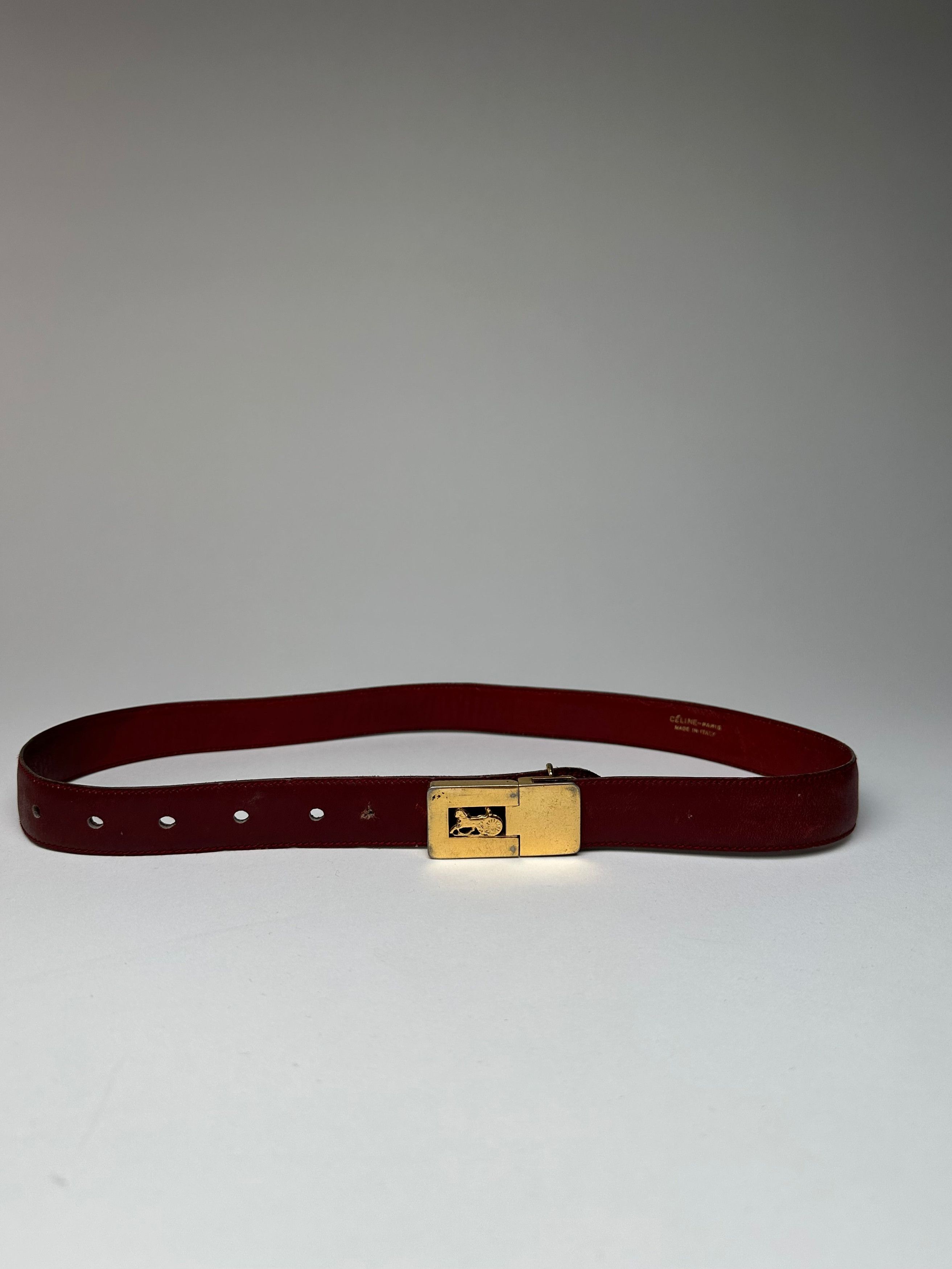 Celine Vintage Paris Leather Belt Burgundy Size ONE SIZE - 1 Thumbnail
