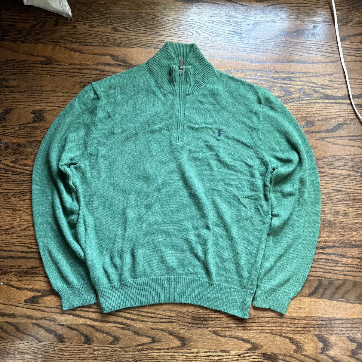 Polo Ralph Lauren Vintage Polo Ralph Lauren Quarter Zip Sweater - Green - XL Size US XL / EU 56 / 4 - 1 Thumbnail
