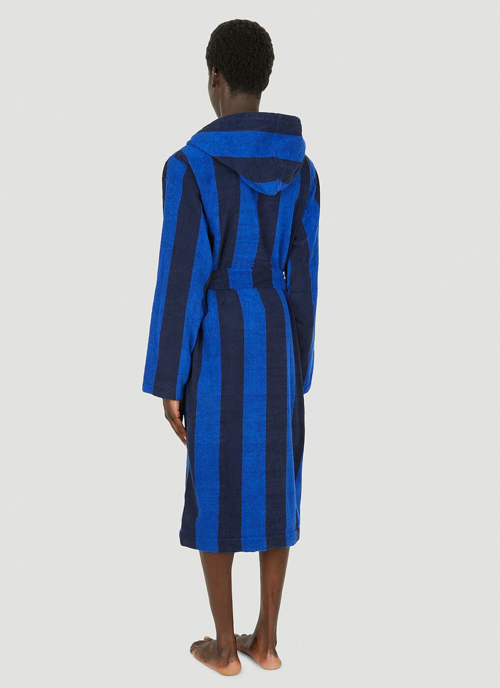 Tekla o1mle0325 Unisex Hooded Bathrobe in Navy Blockstripes Size US XL / EU 56 / 4 - 3 Thumbnail