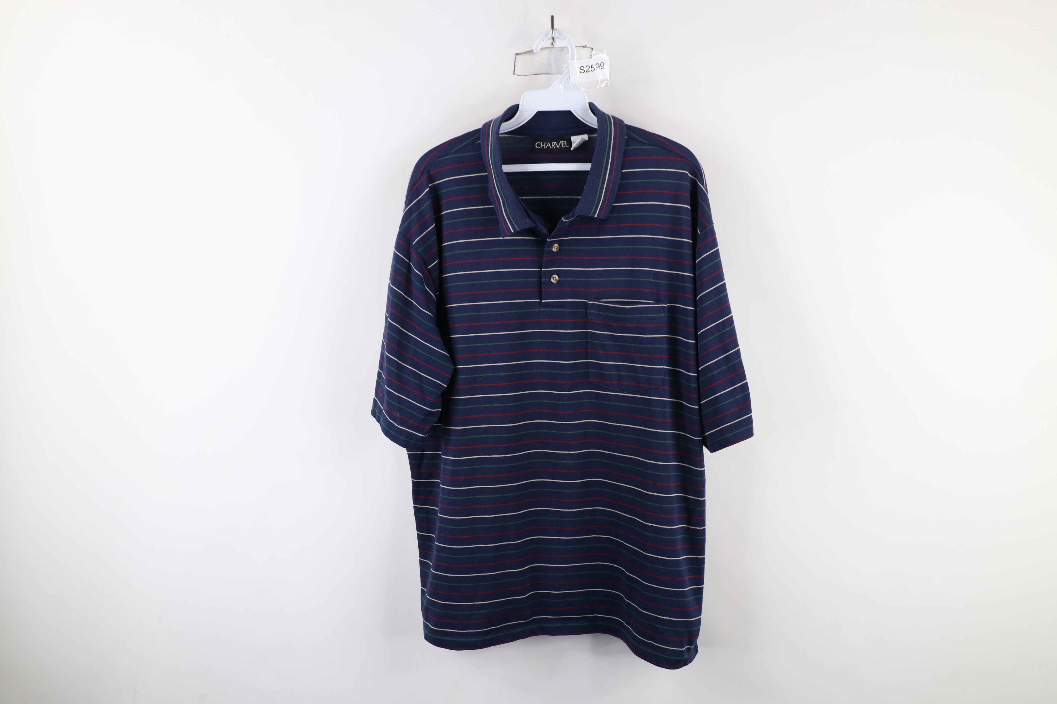 Vintage Vintage 90s Streetwear Pinstriped Knit Polo Shirt USA Size US XXL / EU 58 / 5 - 1 Thumbnail
