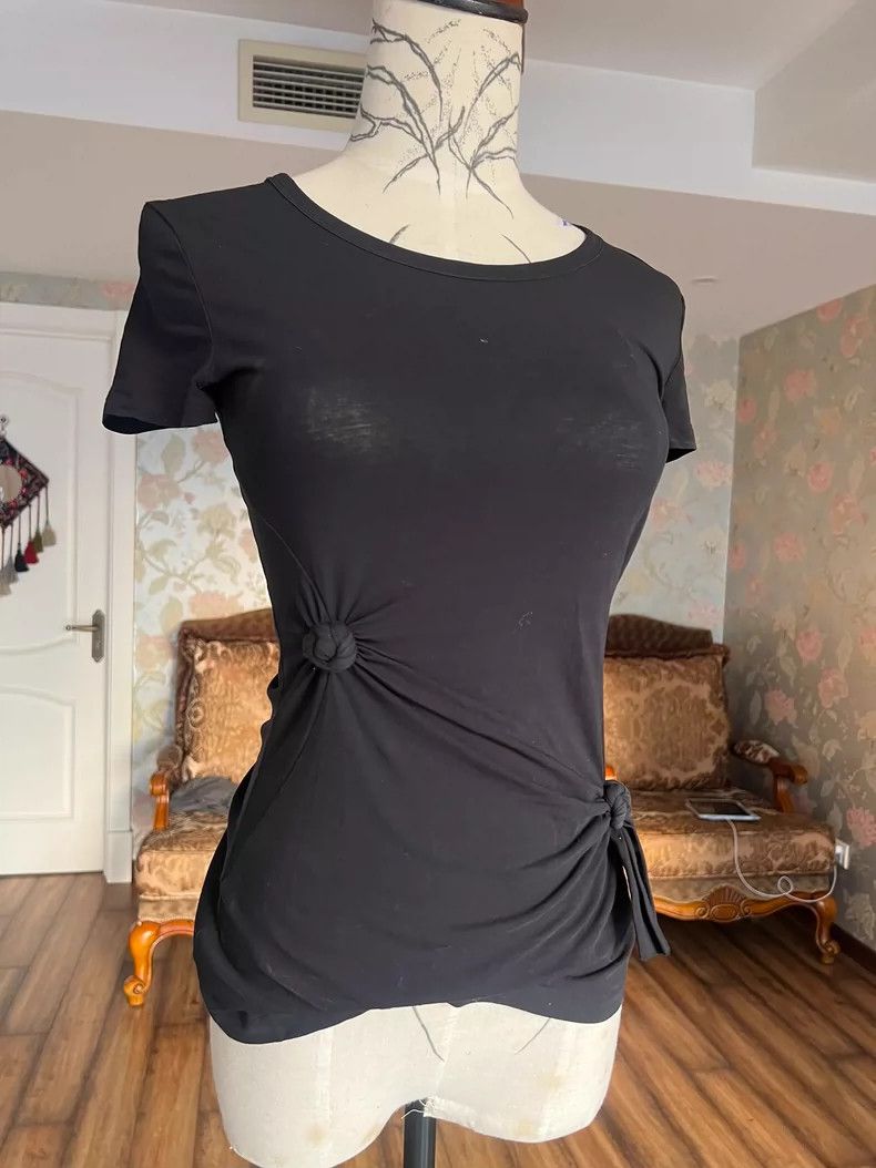 HELMUT LANG Twisted elastic body-tightening T-shirt
