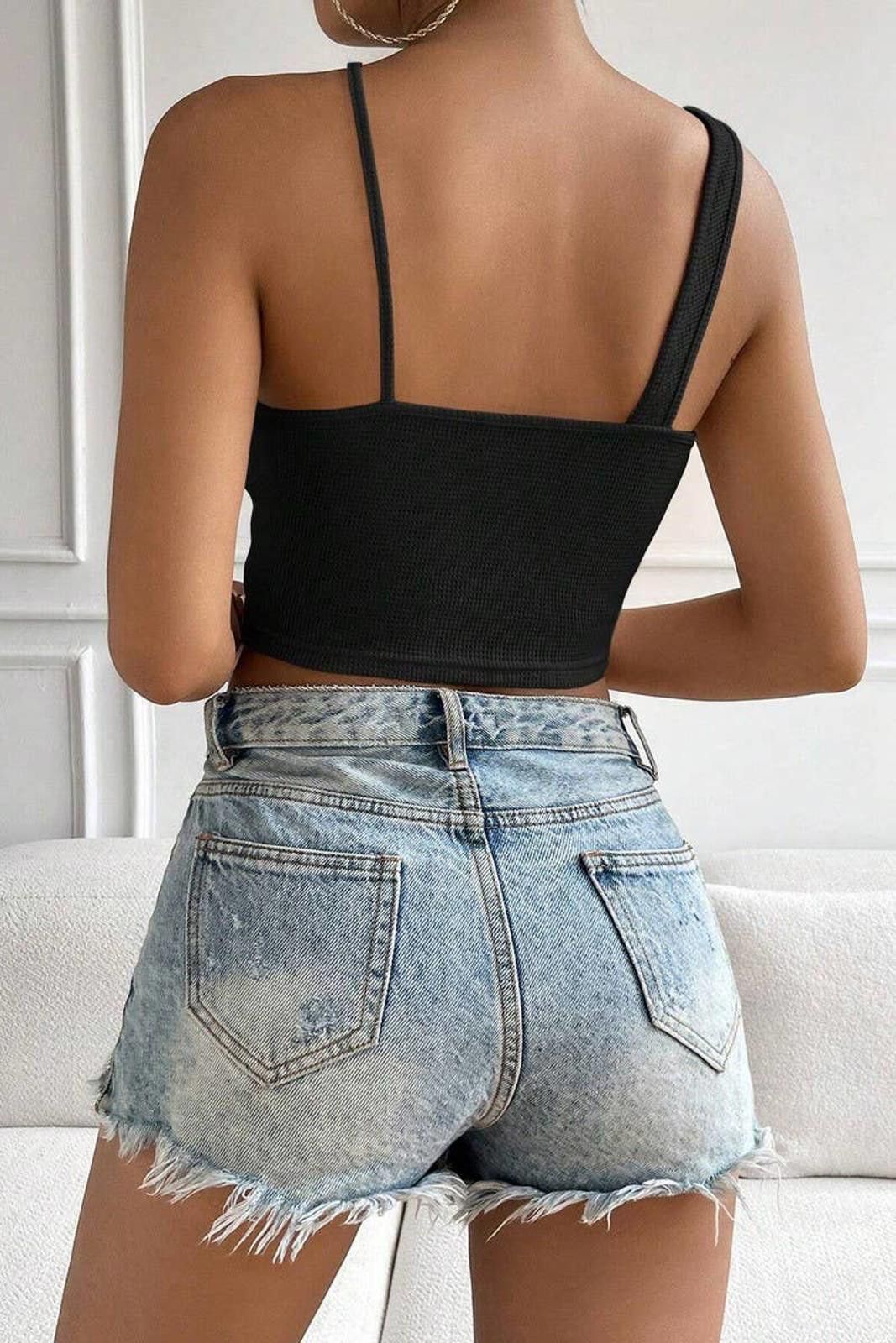 Other Slim Sexy Cutout Waffle Crop Halter Top Multiple Colors Size L / US 10 / IT 46 - 8 Thumbnail