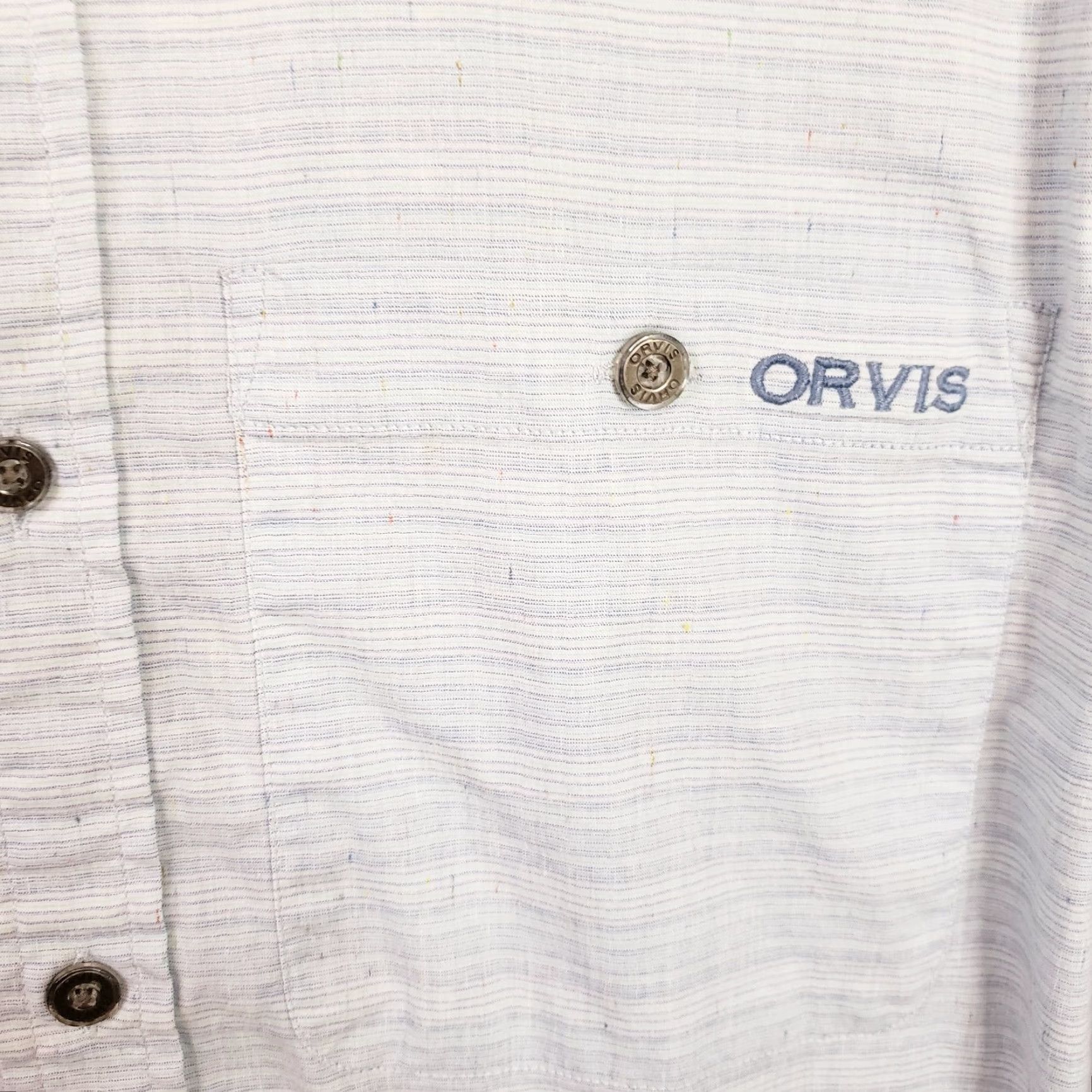 Orvis Orvis Shirt Mens M Button-Down Long Sleeve Heathered Blue Multicolor Embroidered Chest Pocket Size US M / EU 48-50 / 2 - 4 Thumbnail