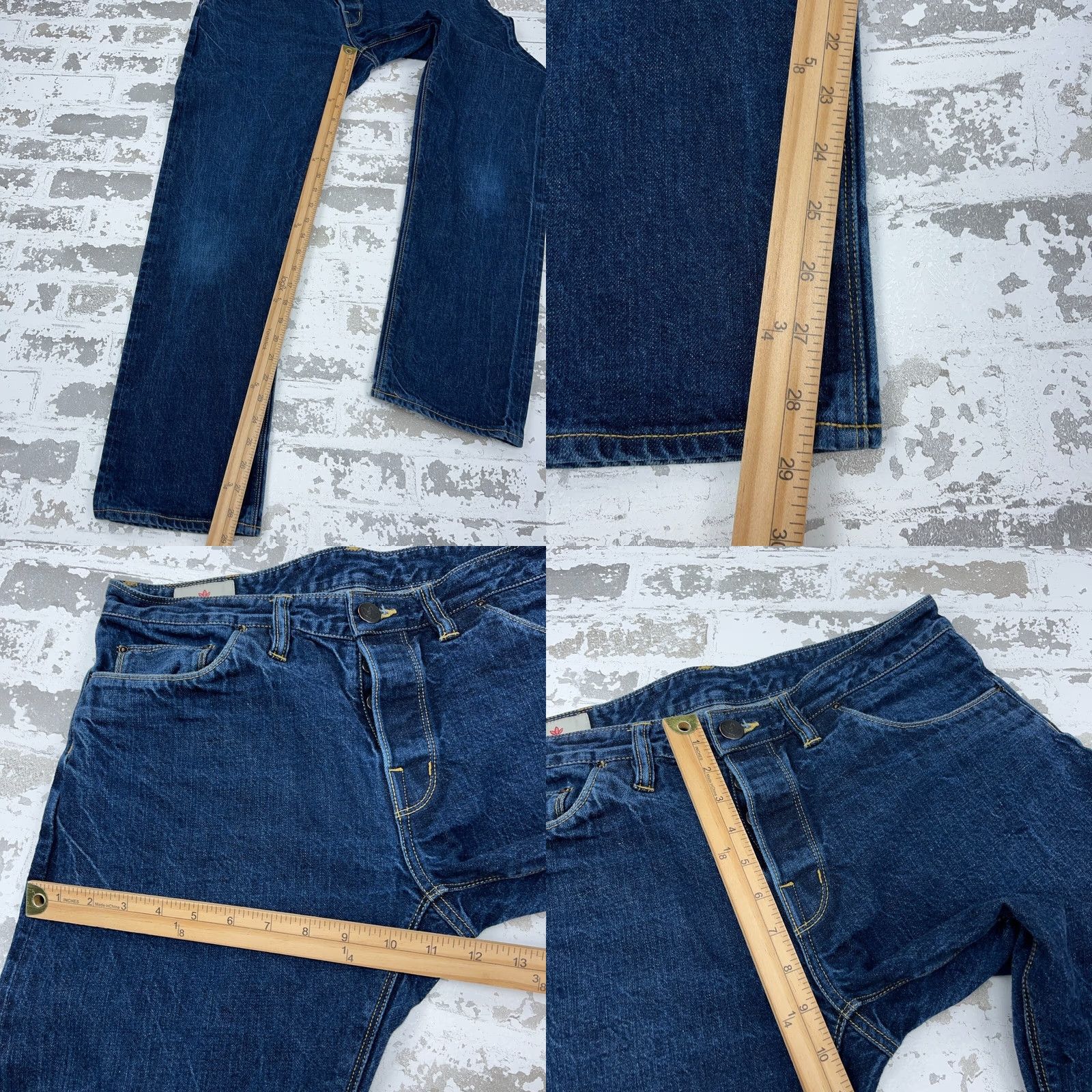 Vintage Shockoe Atelier Jeans Men 33x28 Slim Straight Denim Button Fly Dark Blue Wearable Vintage: No? (Note: This is a placeholder) Size US 33 - 9 Thumbnail
