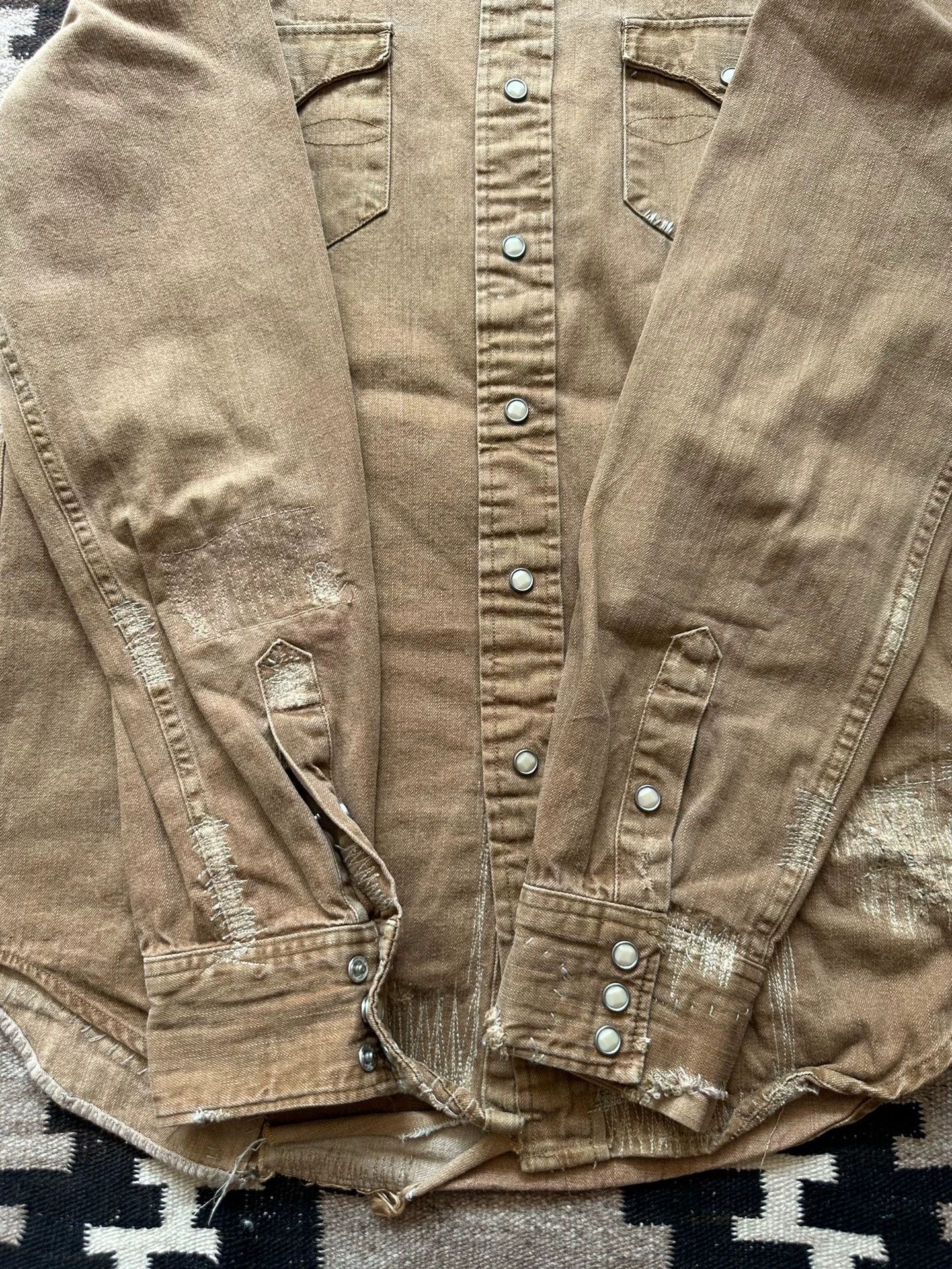 RRL Ralph Lauren RRL Distressed Western Shirt w/ Holes & Pkt Edges M (Vntg) Size US M / EU 48-50 / 2 - 4 Thumbnail