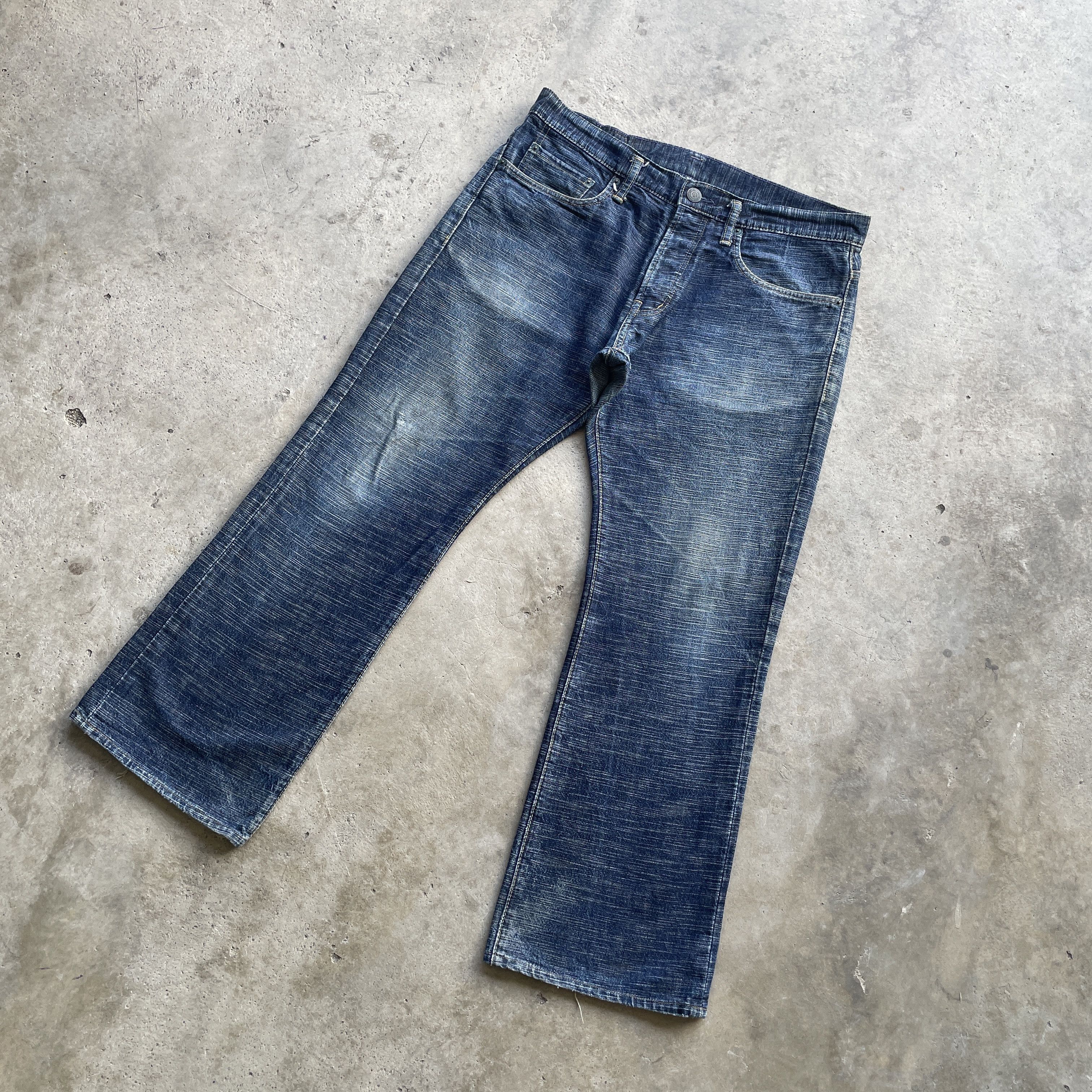 Japanese Brand W35x28.5 Vintage Japanese Denim Faded Button Fly Jeans Pants Size US 35 - 1 Thumbnail