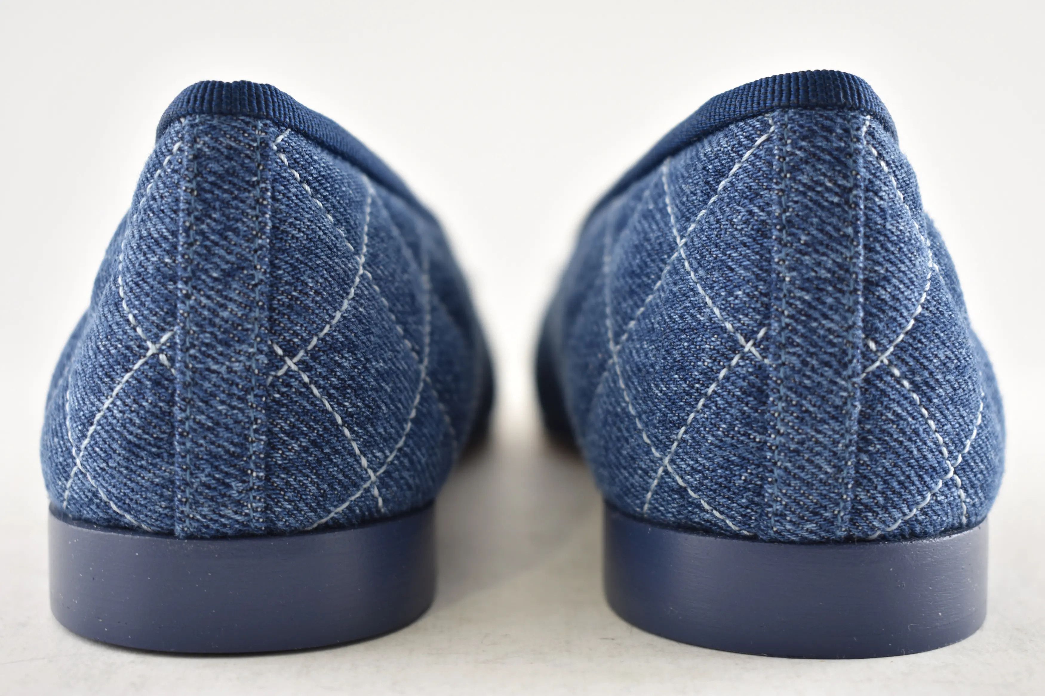Chanel os11x0426 Denim Quilted CC Logo Ballet Ballerina Flats Blue Size US 8 / IT 38 - 7 Thumbnail