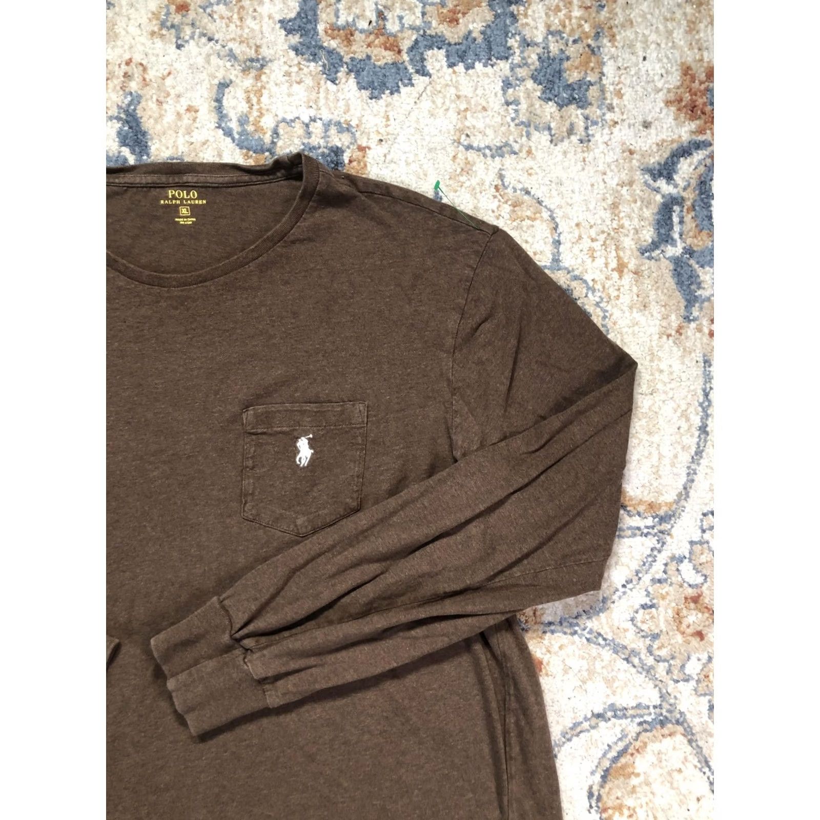 Polo Ralph Lauren Polo Ralph Lauren Shirt Mens XL Brown Long Sleeve Pocket Pony Logo Crewneck Size US XL / EU 56 / 4 - 4 Thumbnail