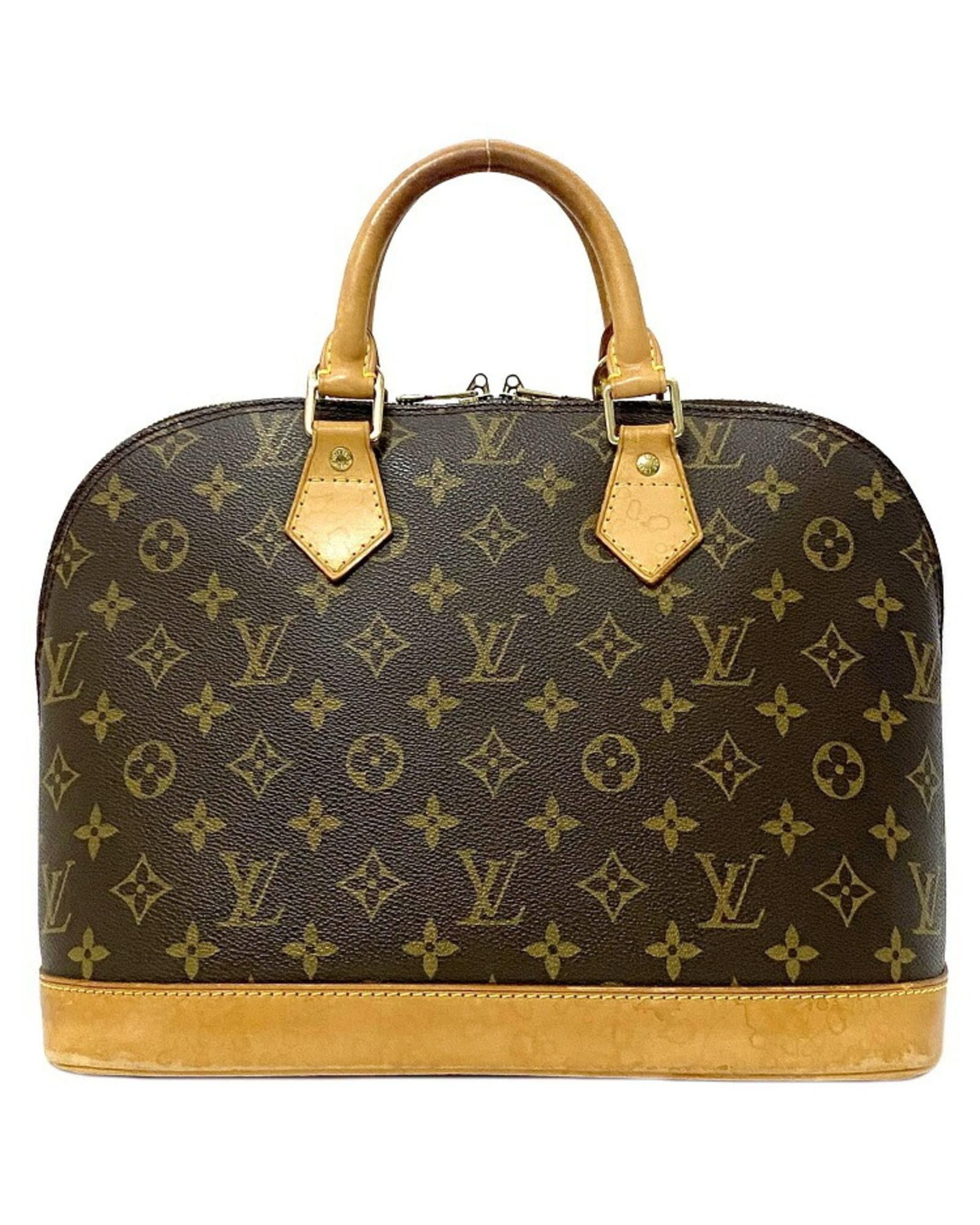 image of Louis Vuitton Luxury Designer Brown Canvas Alma Handbag, Women's