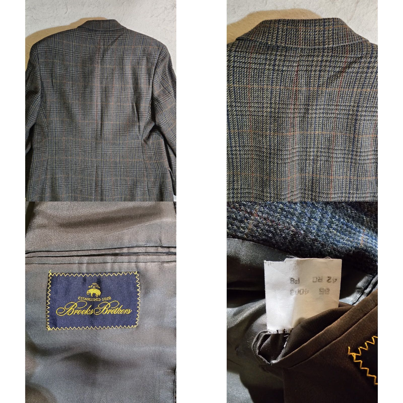 Brooks Brothers VINTAGE Brooks Brothers Blazer 100% Wool Glen Plaid Heavy Weight Regular Fit Mens Sz 42R Jacket Size 42R - 8 Thumbnail