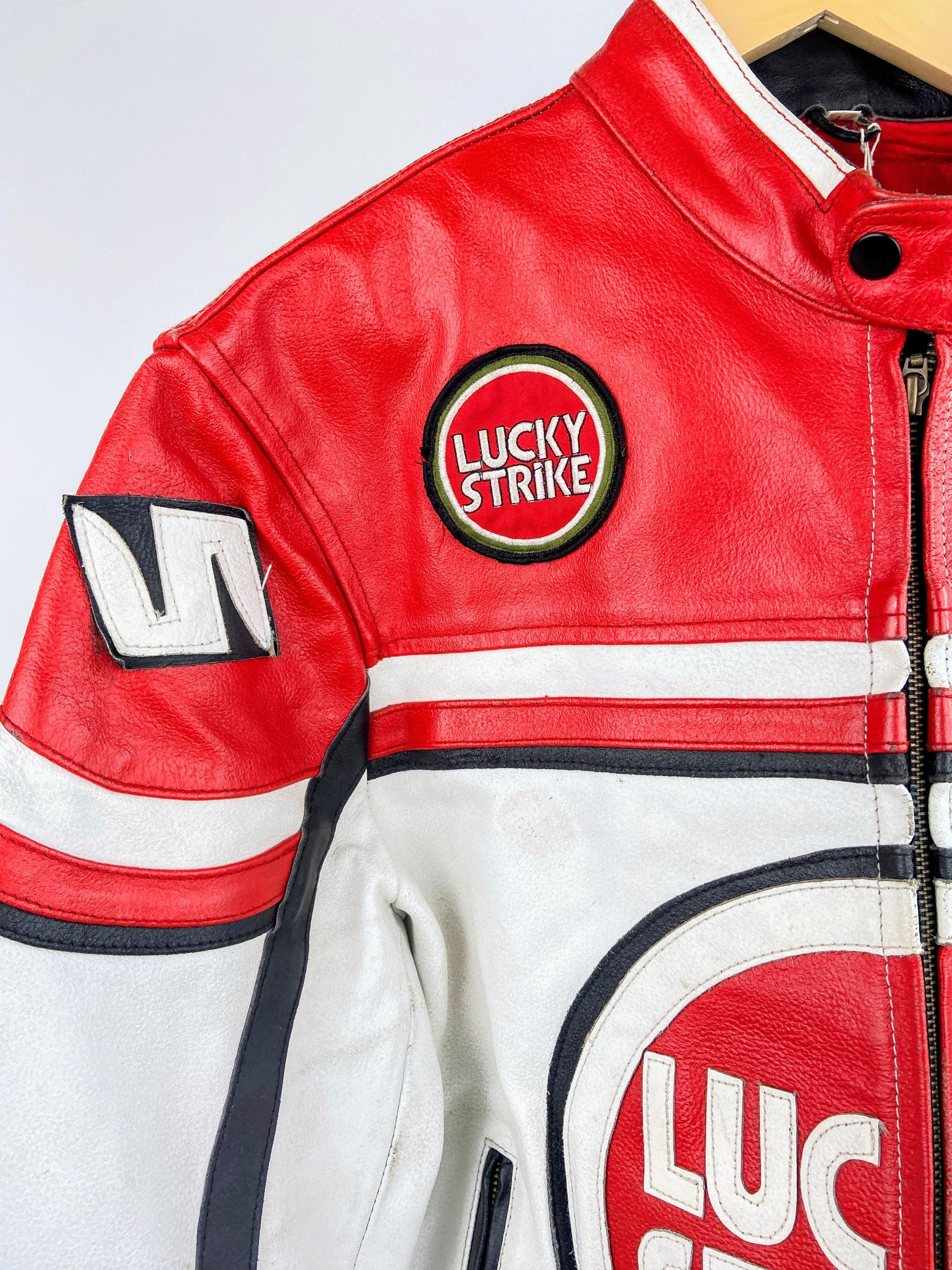 Vintage 🔥 Lucky Strike Retro Biker Leather Jacket Streetwear Racing Size US L / EU 52-54 / 3 - 3 Thumbnail