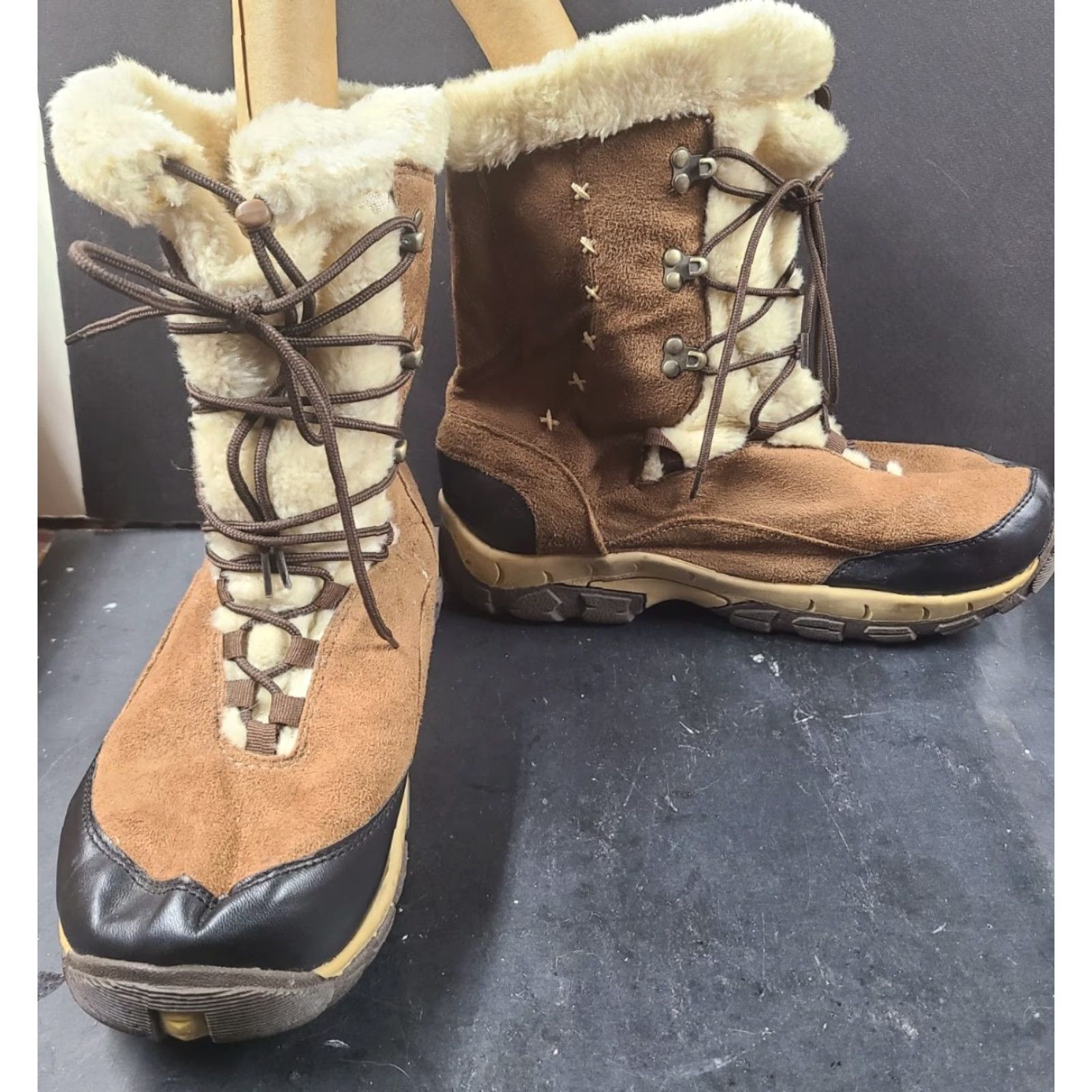 Vintage ITASCA Boot Womens Size 11 Brown Faux Fur Lace Up Mid Calf Winter Snow Boot Mens? Women Size US 11 / IT 41 - 2 Thumbnail