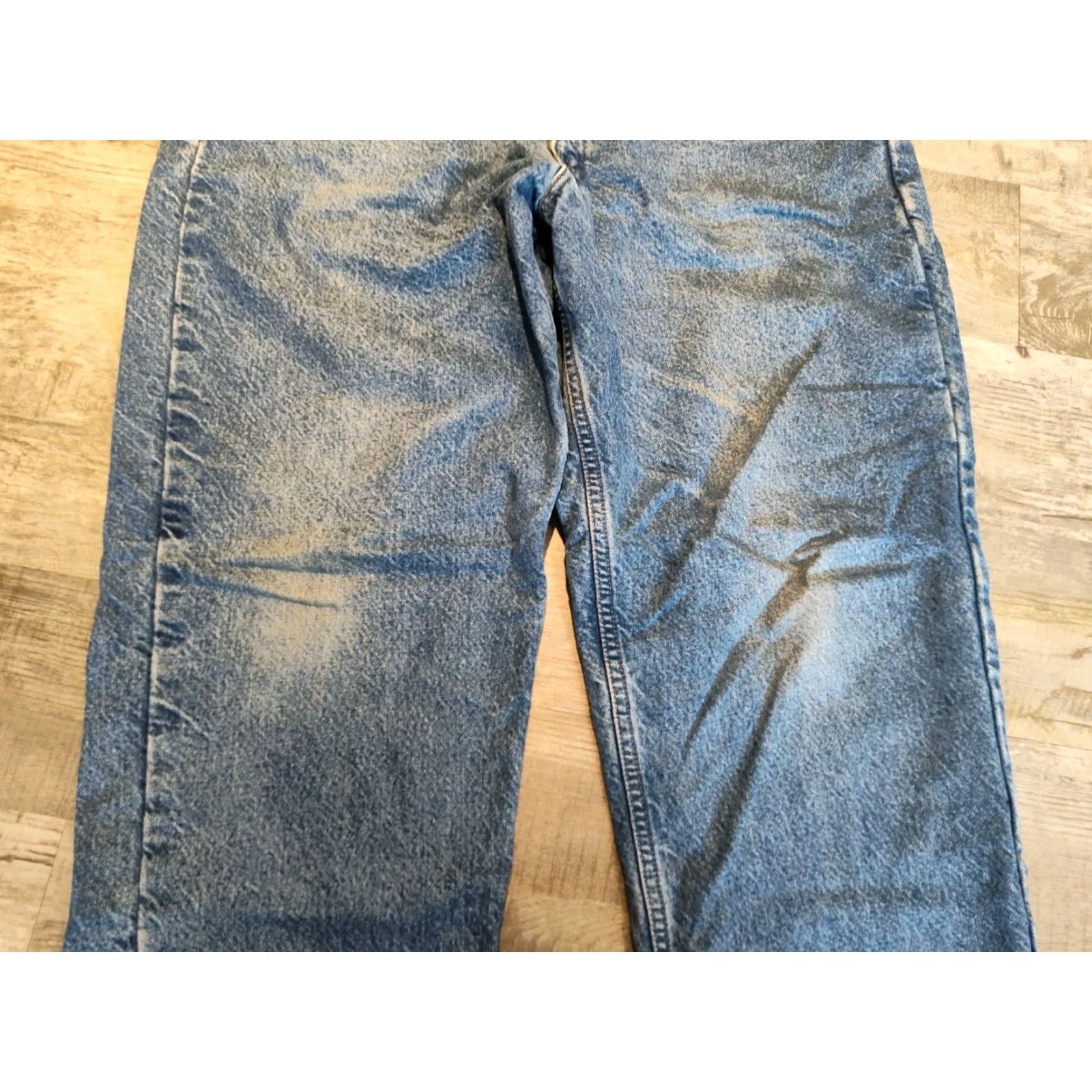 Carhartt VINTAGE Carhartt Jeans Denim Workwear B21 DST Men 40x30 Flannel Lined Distressed 5-Pocket USA, Brown/Blue Mens Size US 40 / EU 56 - 3 Thumbnail
