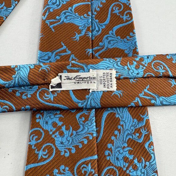 Other 60's The Emporium California Brown / Blue Dragons Men's Tie Size ONE SIZE - 3 Thumbnail