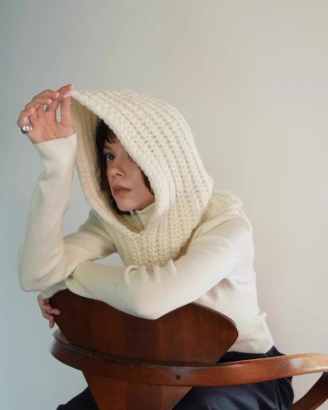 KIJIMA TAKAYUKI KIJIMA TAKAYUKI x CLANE Wool Knit Balaclava Ivory Size ONE SIZE - 8 Thumbnail