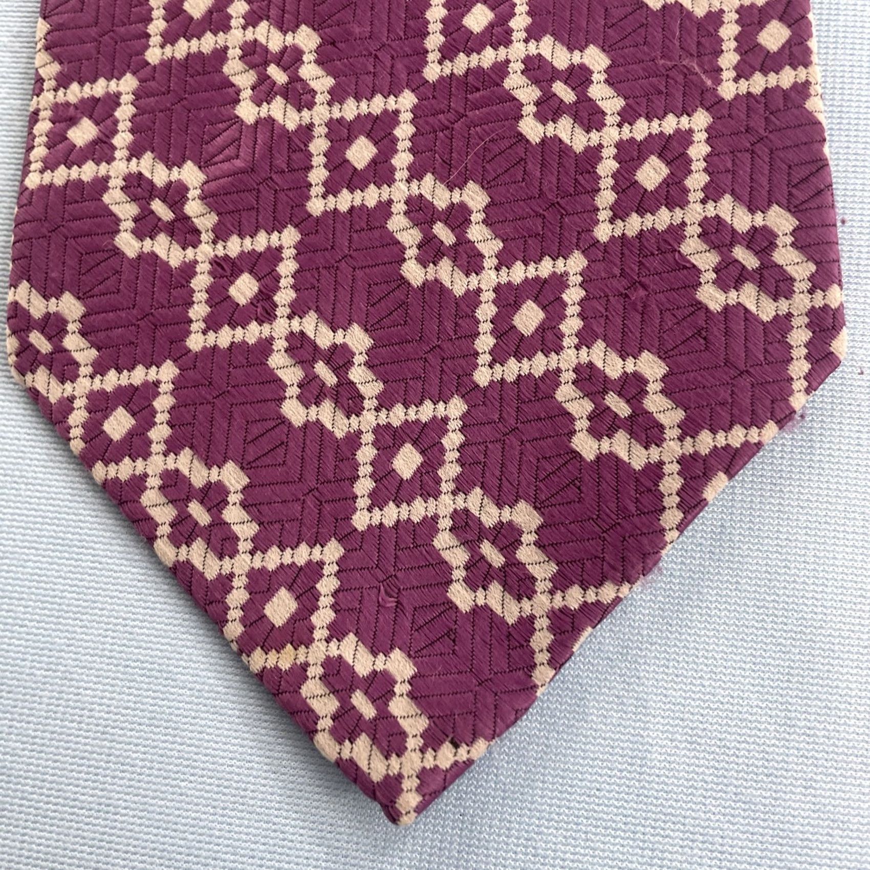 Vintage Vtg 1970s Extra Wide 4.5" Kipper Tie Woven Purple Lilac White Geometric 4.5x58 Capsule Necktie Mens Tie Size ONE SIZE - 5 Thumbnail