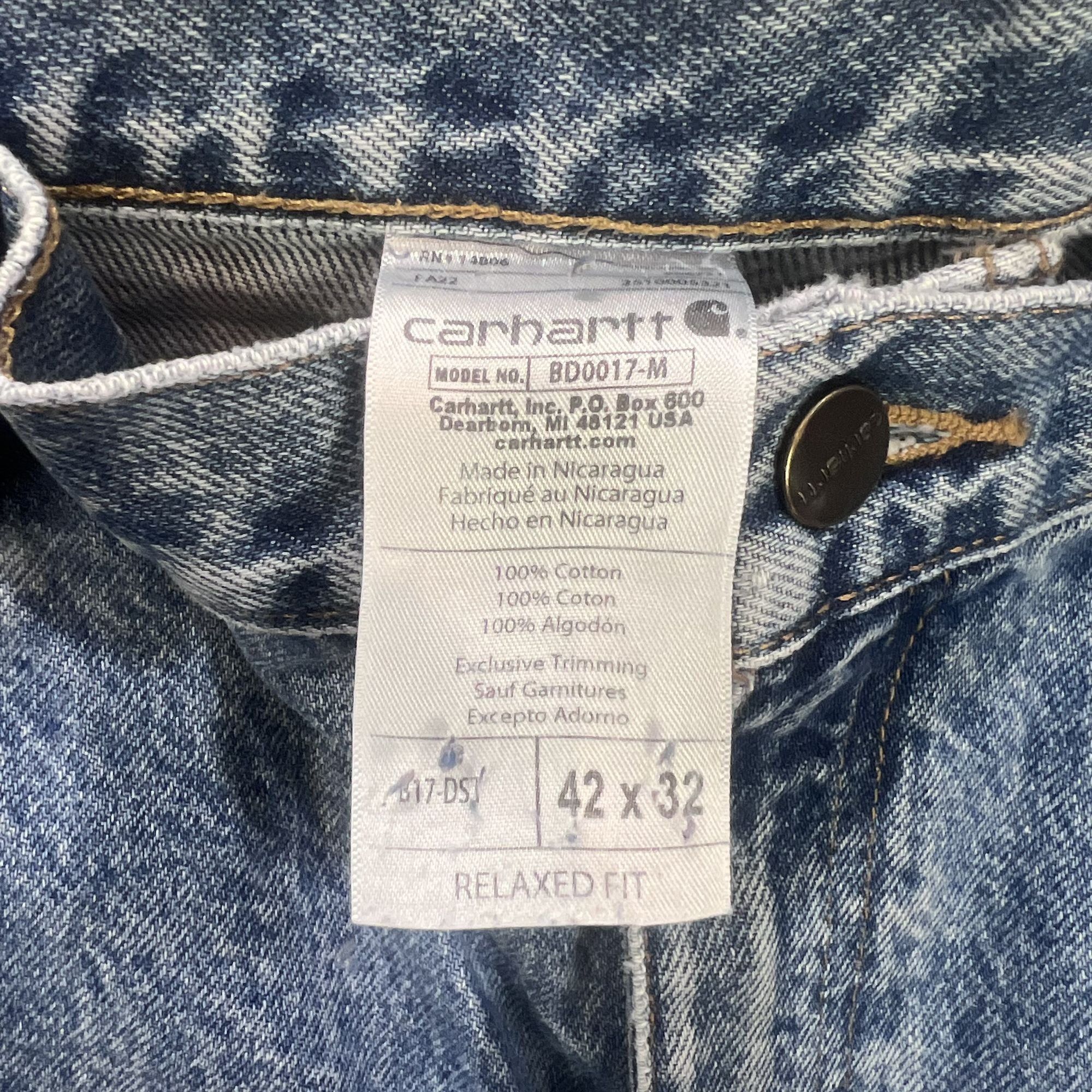 Carhartt Carhartt Men’s Relaxed Fit Jeans BD0017-M Blue 42 x 32 Blue Size US 42 / EU 58 - 3 Thumbnail