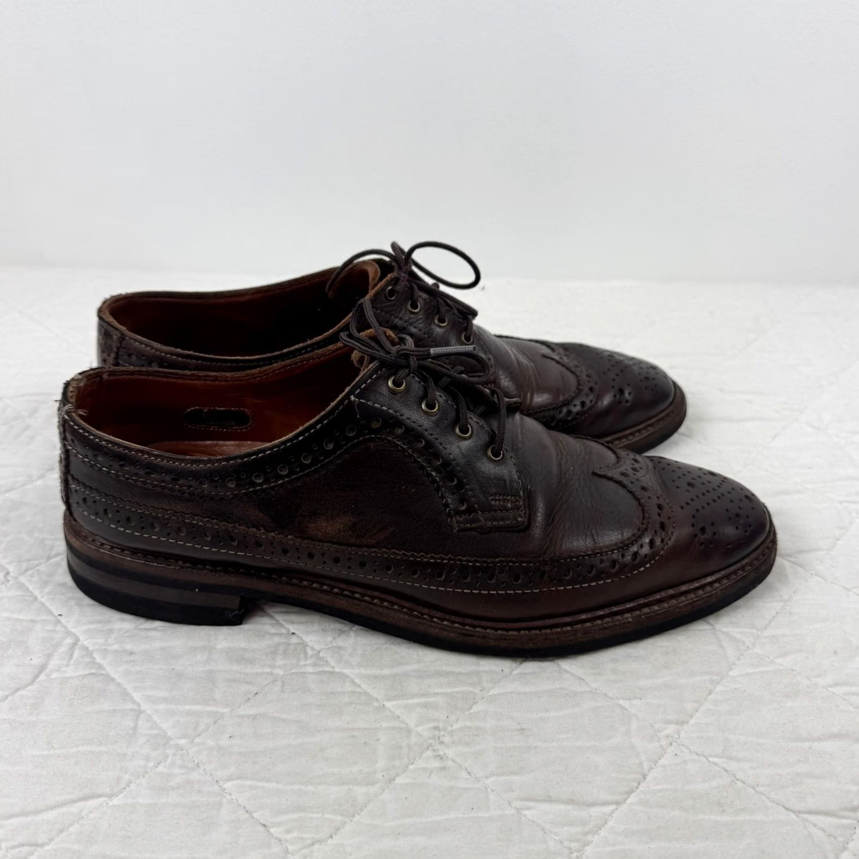 Allen Edmonds Allen Edmonds Aberdeen Brown Mens 11 D Wingtip Derby Leather Dainite Sole 8022 Size US 11 / EU 44 - 6 Thumbnail