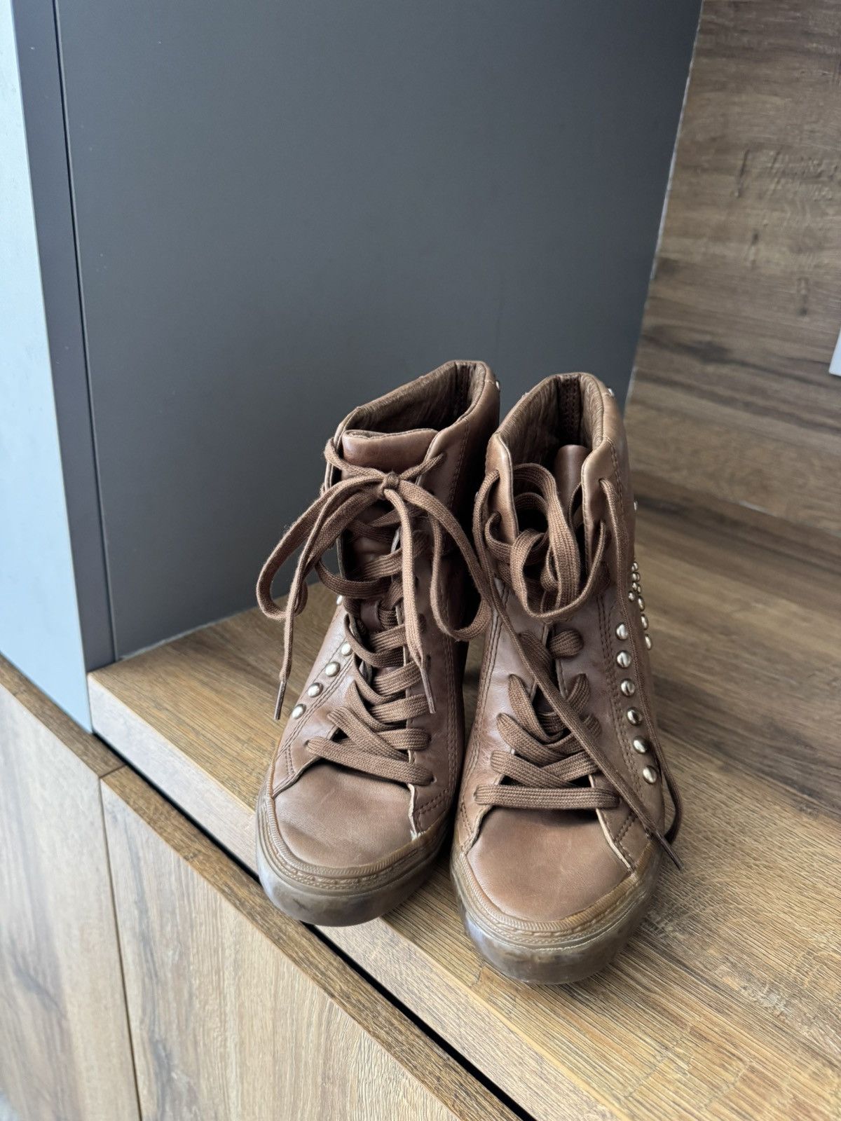 ASH Ash Thelma Wedge Genial Buckled Leather Size 38 Size US 8 / IT 38 - 2 Thumbnail