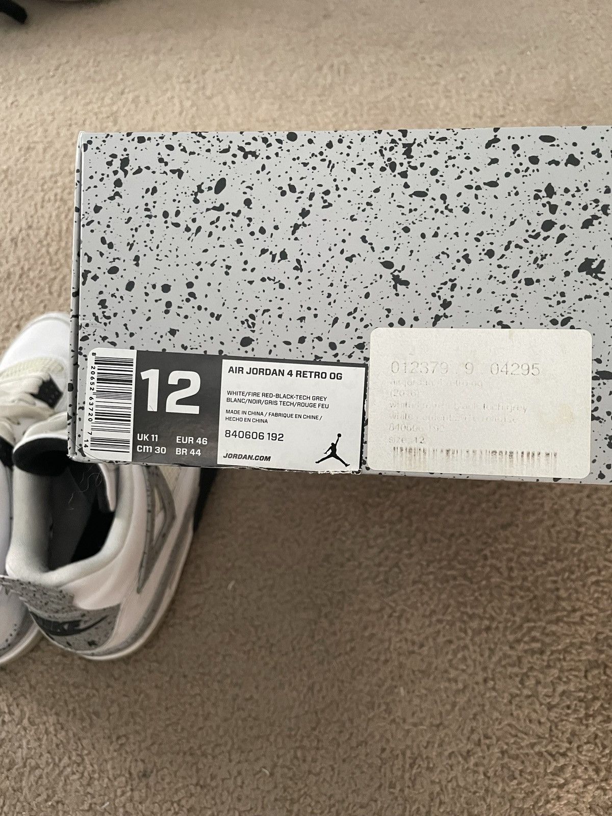 Nike Air Jordan 4 Retro OG ‘White Cement’ 2016 Size US 12 / EU 45 - 6 Thumbnail