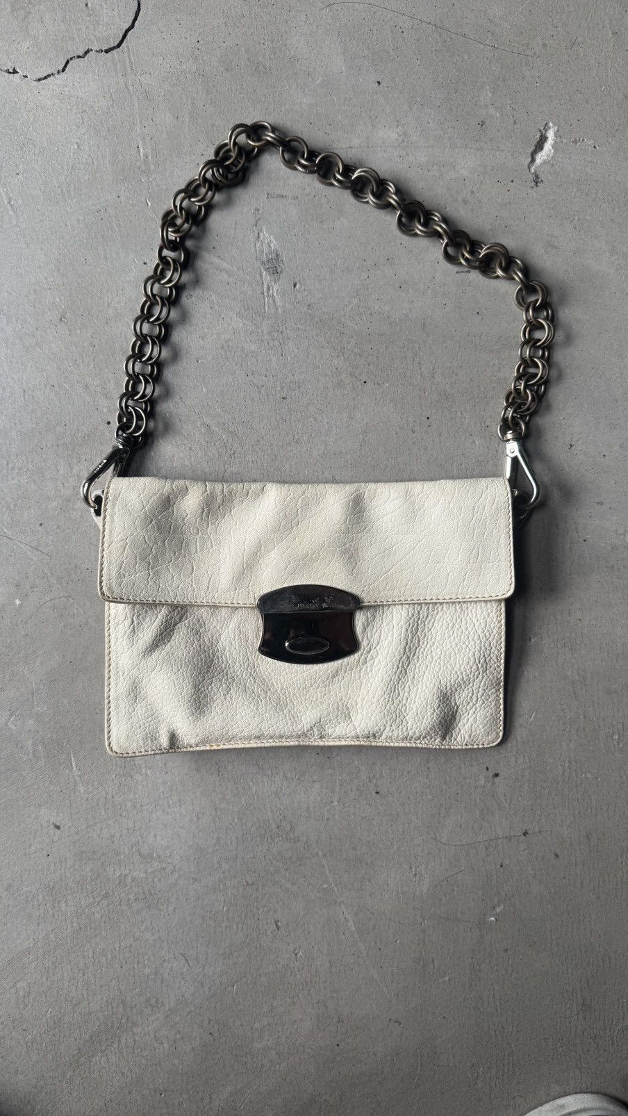 Prada PRADA Buffalo Metal Foldover Pushlock Chain Shoulder Bag Size ONE SIZE - 2 Thumbnail