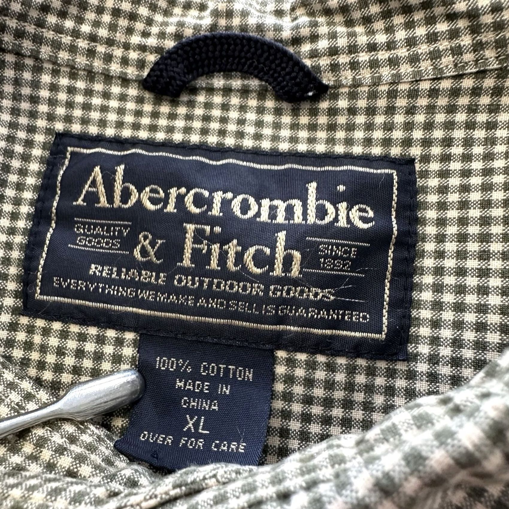 Abercrombie & Fitch VINTAGE Abercrombie & Fitch Shirt Mens XL Green Y2K Button Plaid Beige Size US XL / EU 56 / 4 - 4 Thumbnail