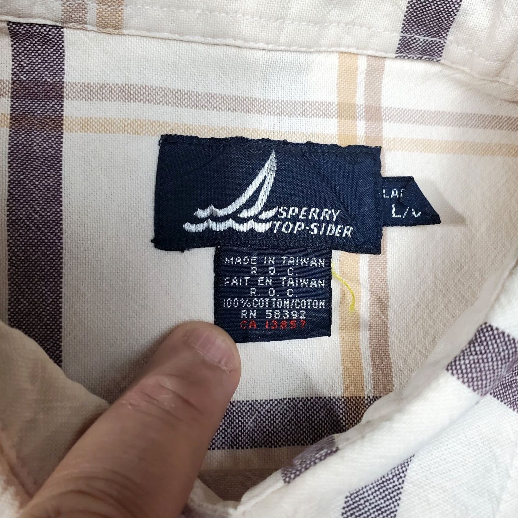 Sperry Sperry Top-Sider Shirt Womens Large Ivory Plaid Cotton Long Sleeve Button Up Shirt Size L / US 10 / IT 46 - 4 Thumbnail