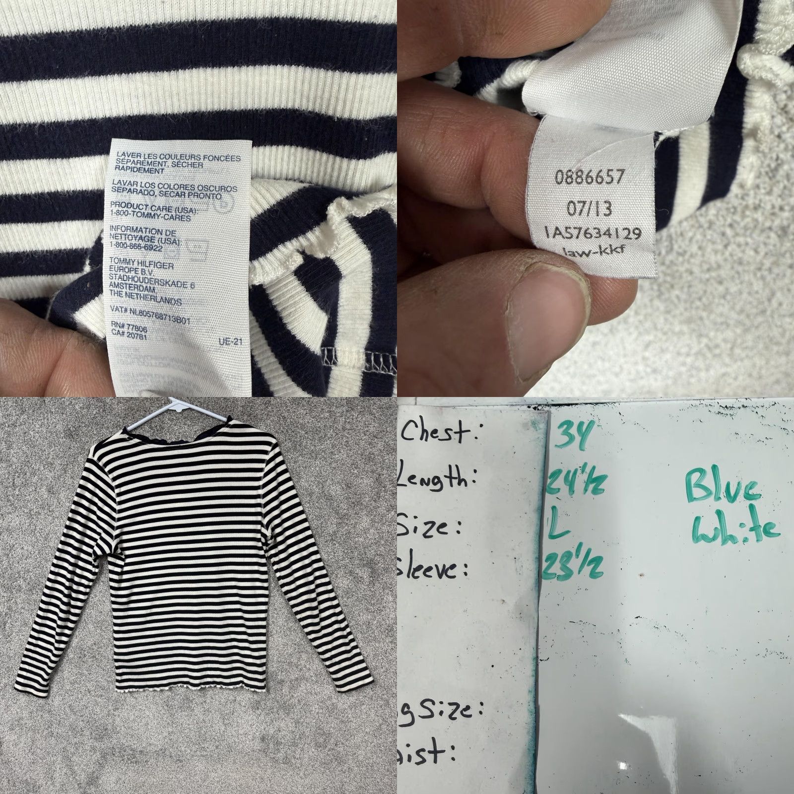 Tommy Hilfiger Tommy Hilfiger Shirt Womens L Blue White Stripe Henley Ribbed Old Money Coquette Size L / US 10 / IT 46 - 8 Thumbnail