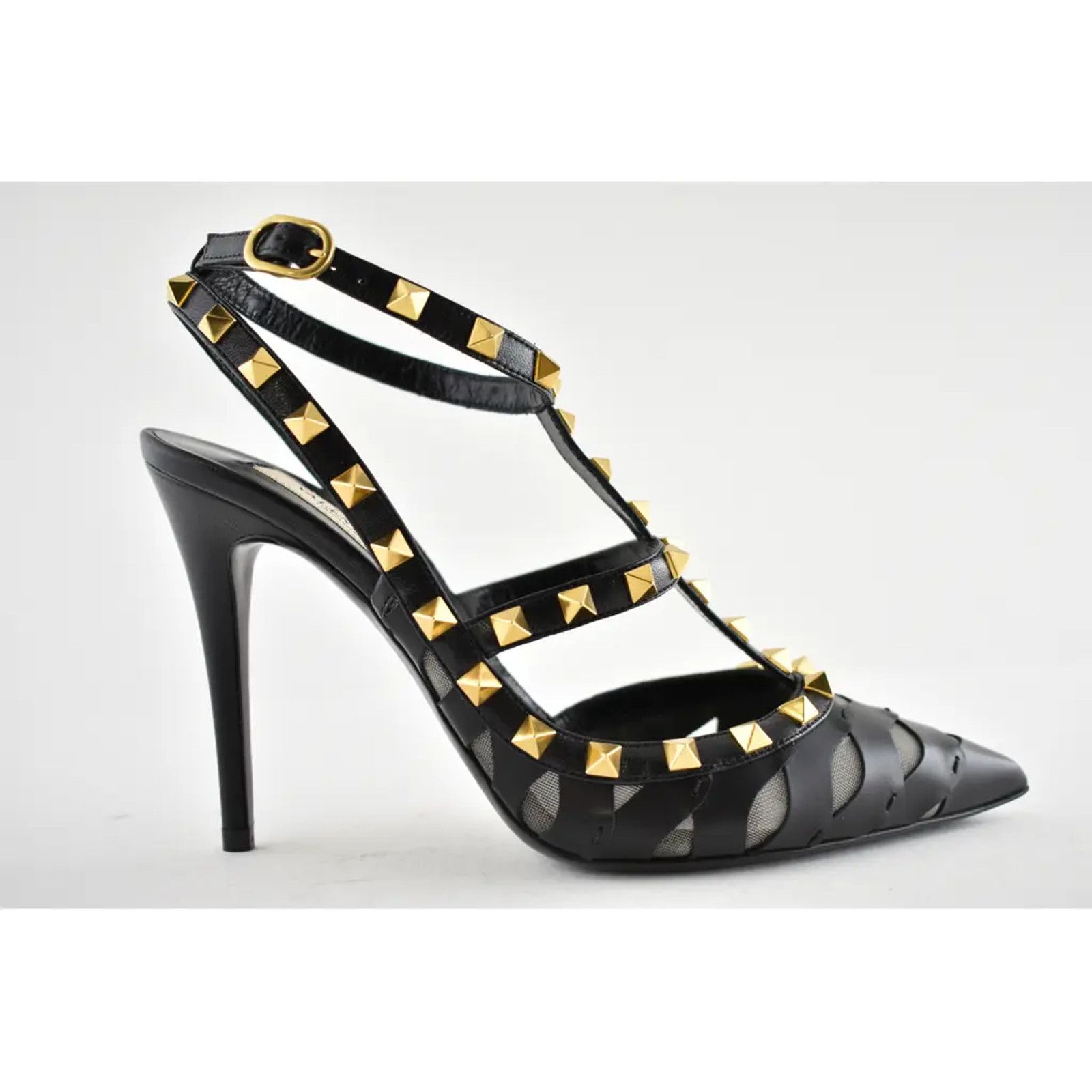 Valentino Rockstud Wave Embroidery Ankle Strap Classic Heel Pump 38.5 Size US 8.5 / IT 38.5 - 2 Thumbnail