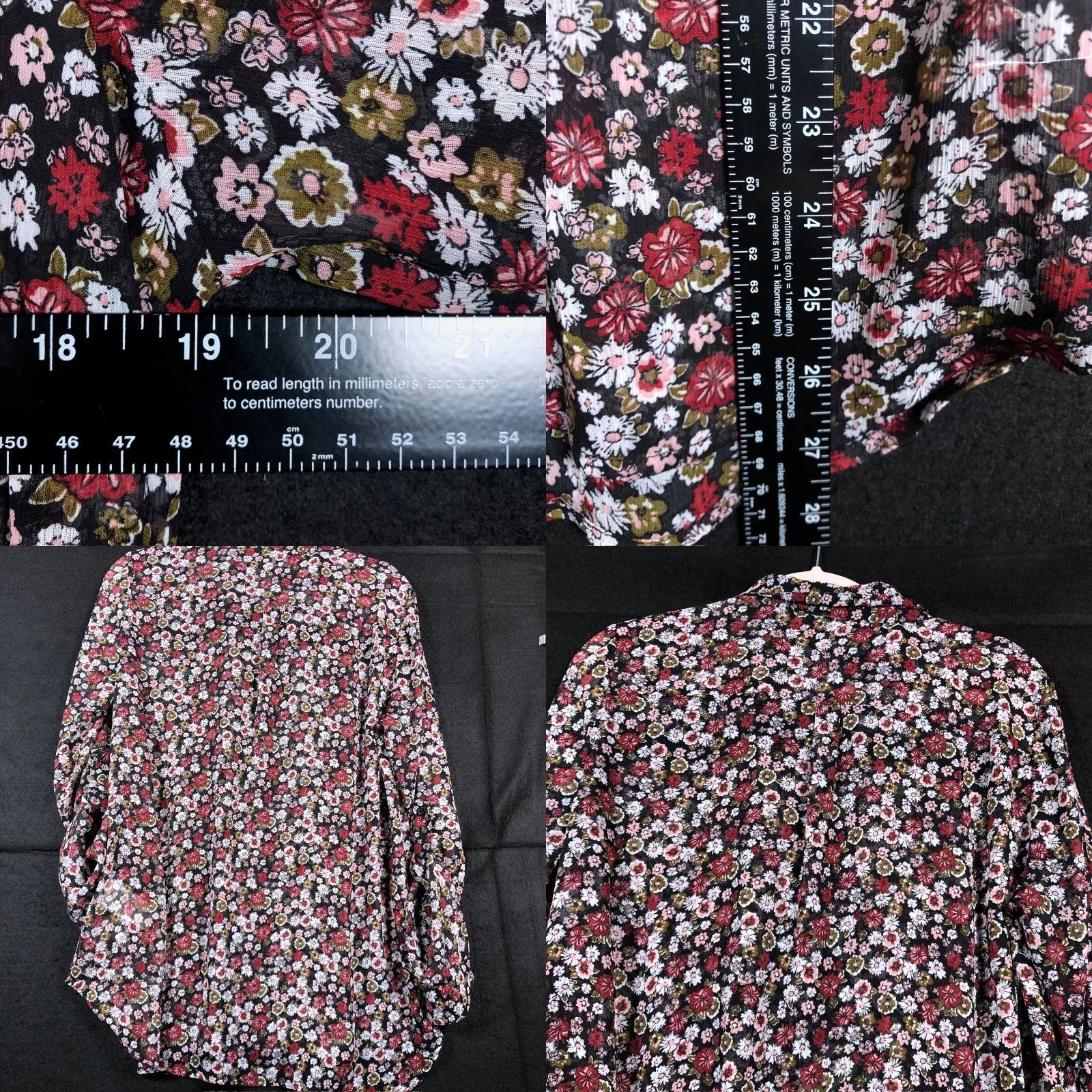 Vintage Kut from the Kloth Blouse Womens Black Multi Floral Collared Button Down Sheer M Size M / US 6-8 / IT 42-44 - 8 Thumbnail