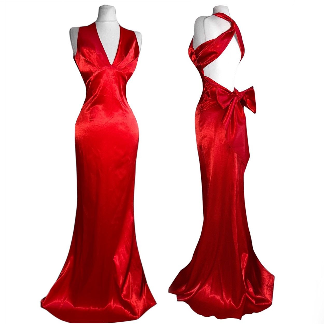Vintage Stunning long satin dress with an open back Size S / US 4 / IT 40 - 1 Thumbnail