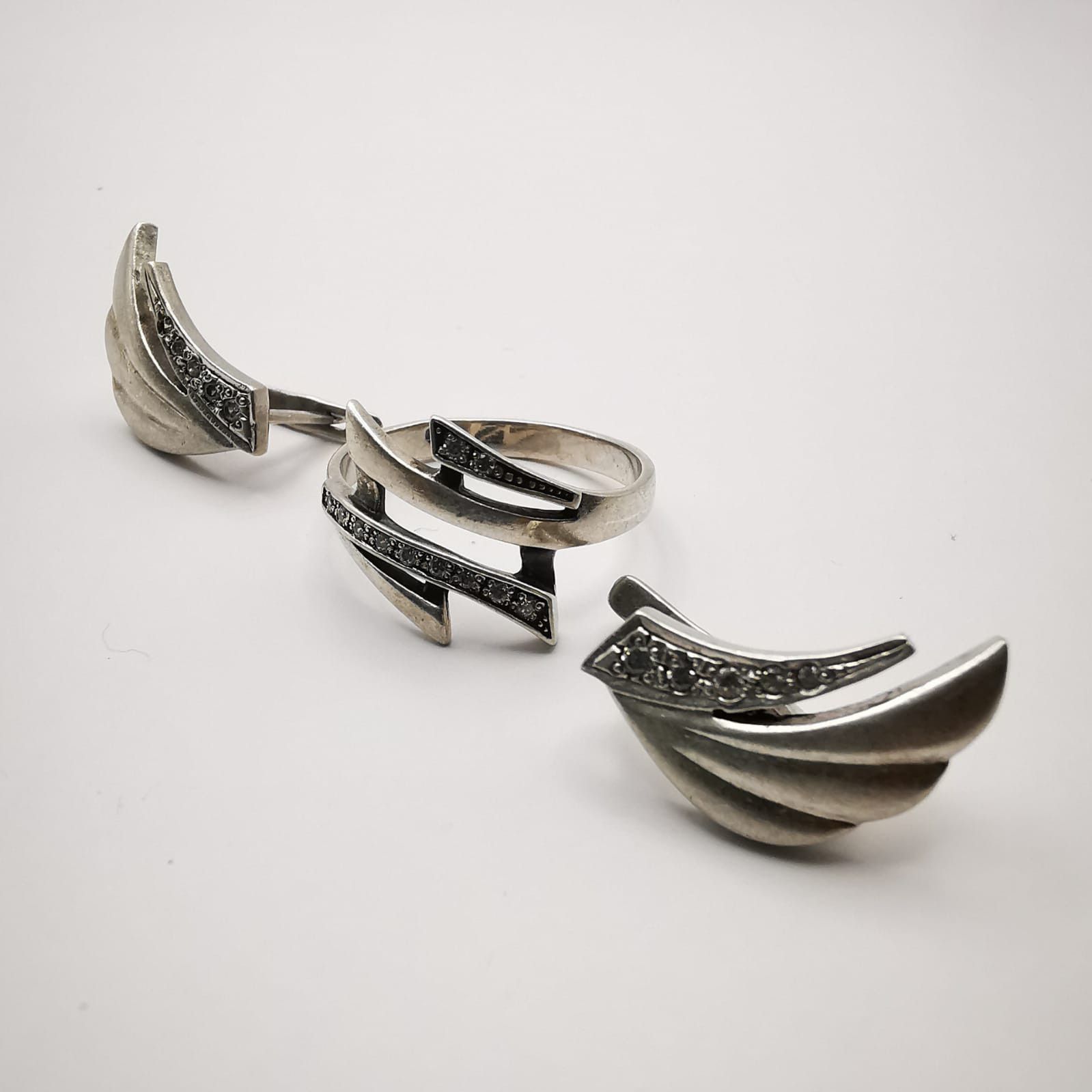 Vintage Women's SetRingEarrings925 Sterling Silver 77g