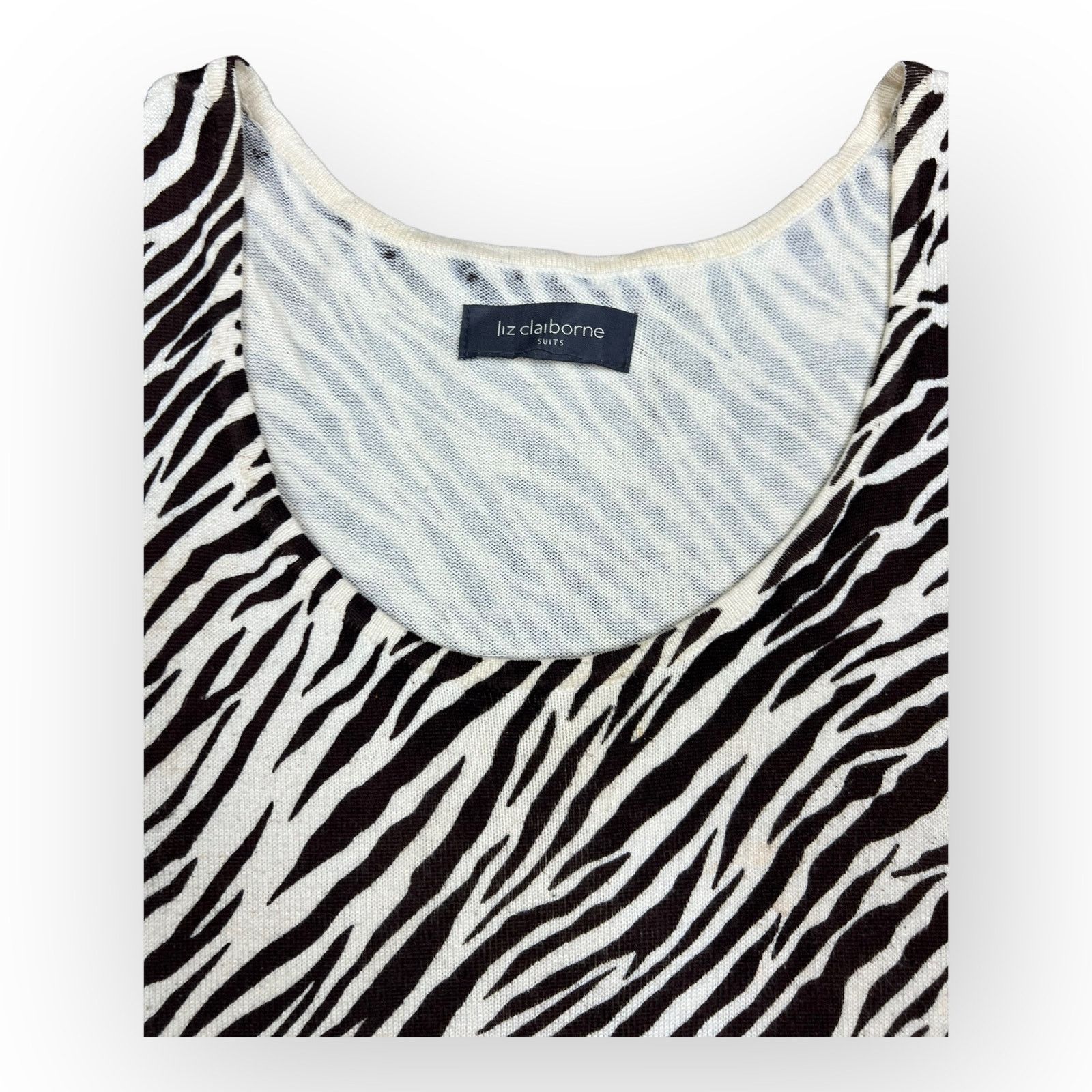 Liz Claiborne Liz Claiborne | Vintage Knit Tank Top Zebra Print | Size 10 Size L / US 10 / IT 46 - 6 Thumbnail
