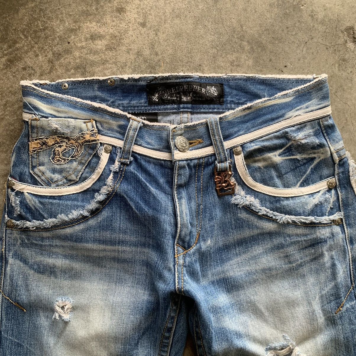 14th Addiction × If Six Was Nine × Japanese Brand RedPepper Spellout Embroidery Zipper Pocket Jeans Size US 33 - 3 Thumbnail